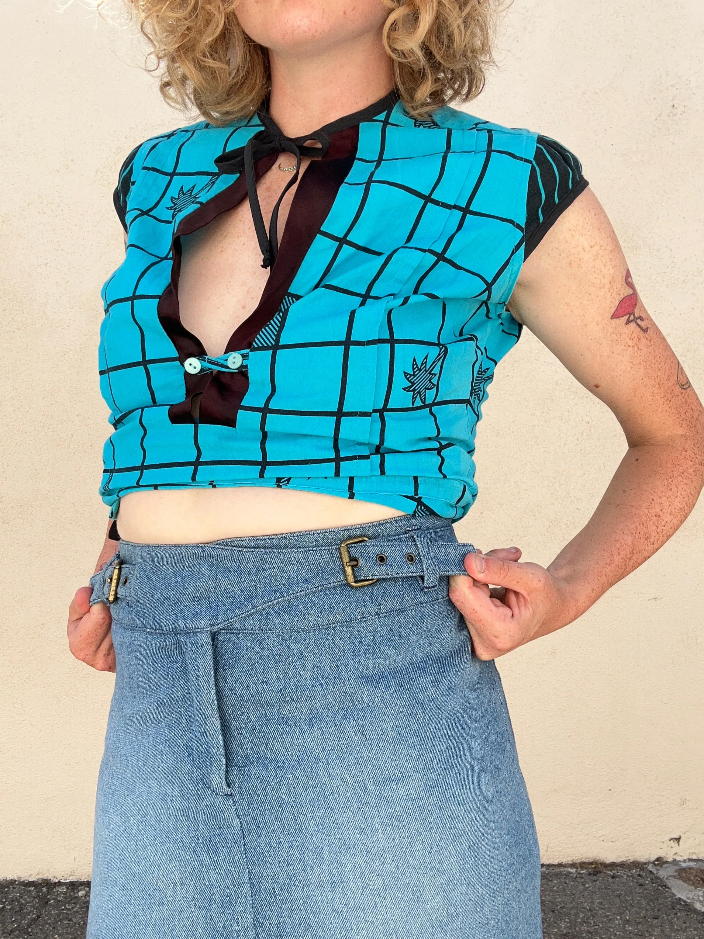 Celine Denim Waist Buckle Mini Skirt
