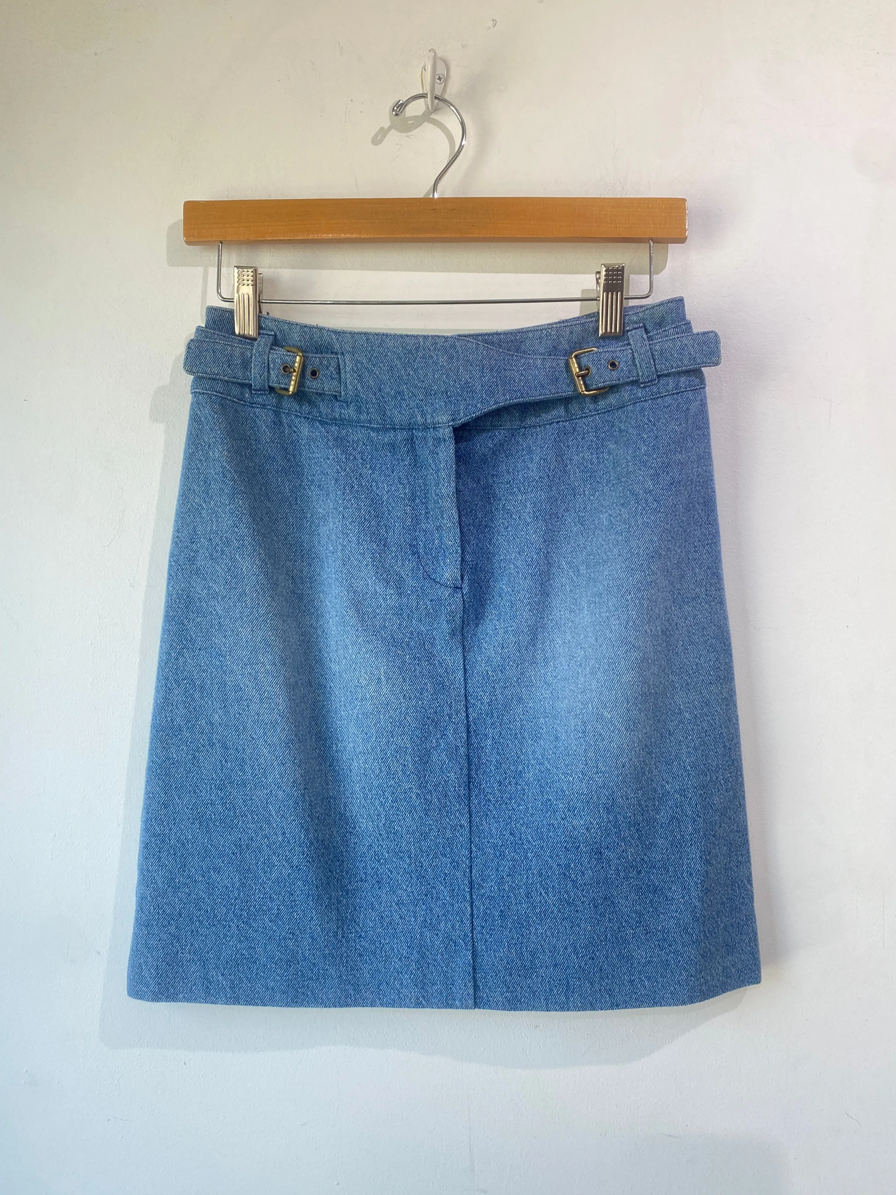 Celine Denim Waist Buckle Mini Skirt