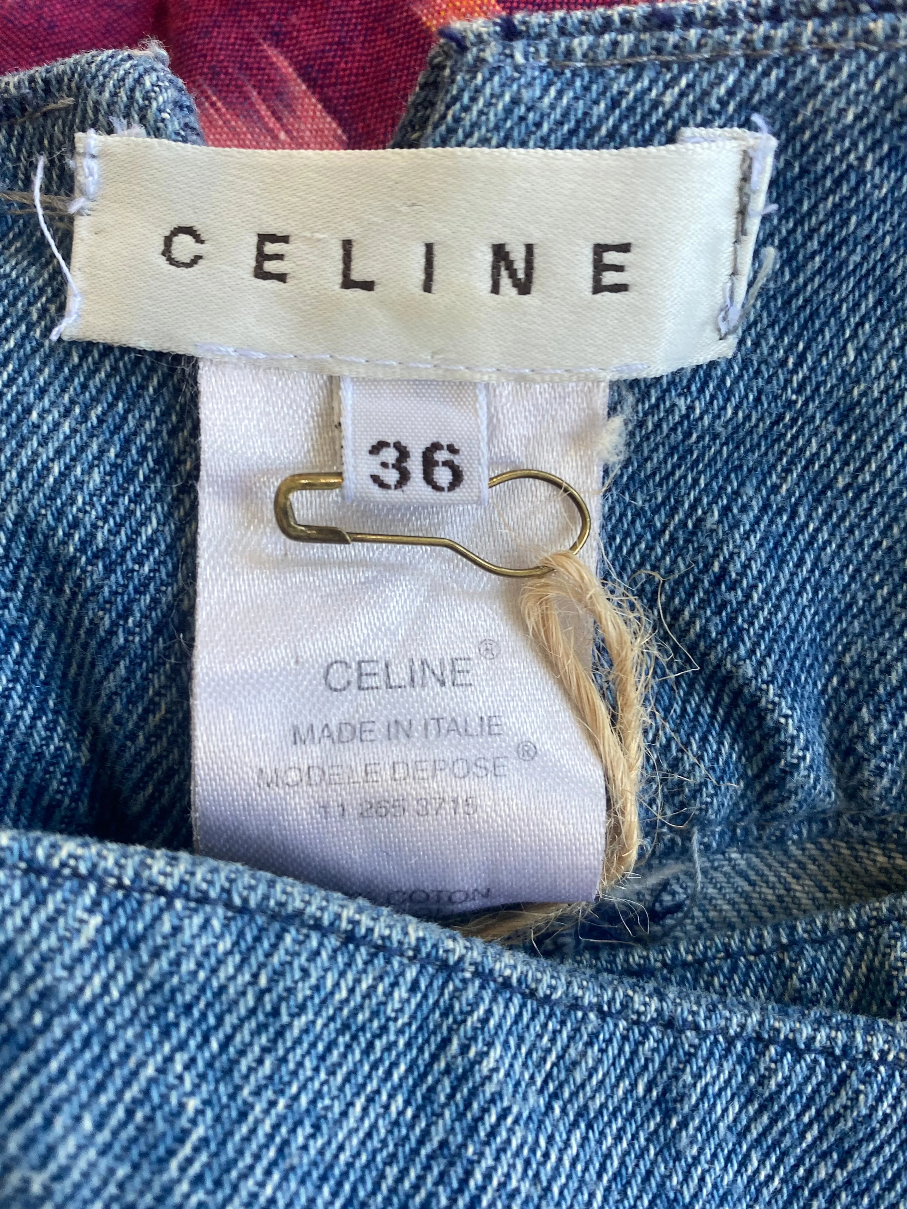 Celine Denim Waist Buckle Mini Skirt
