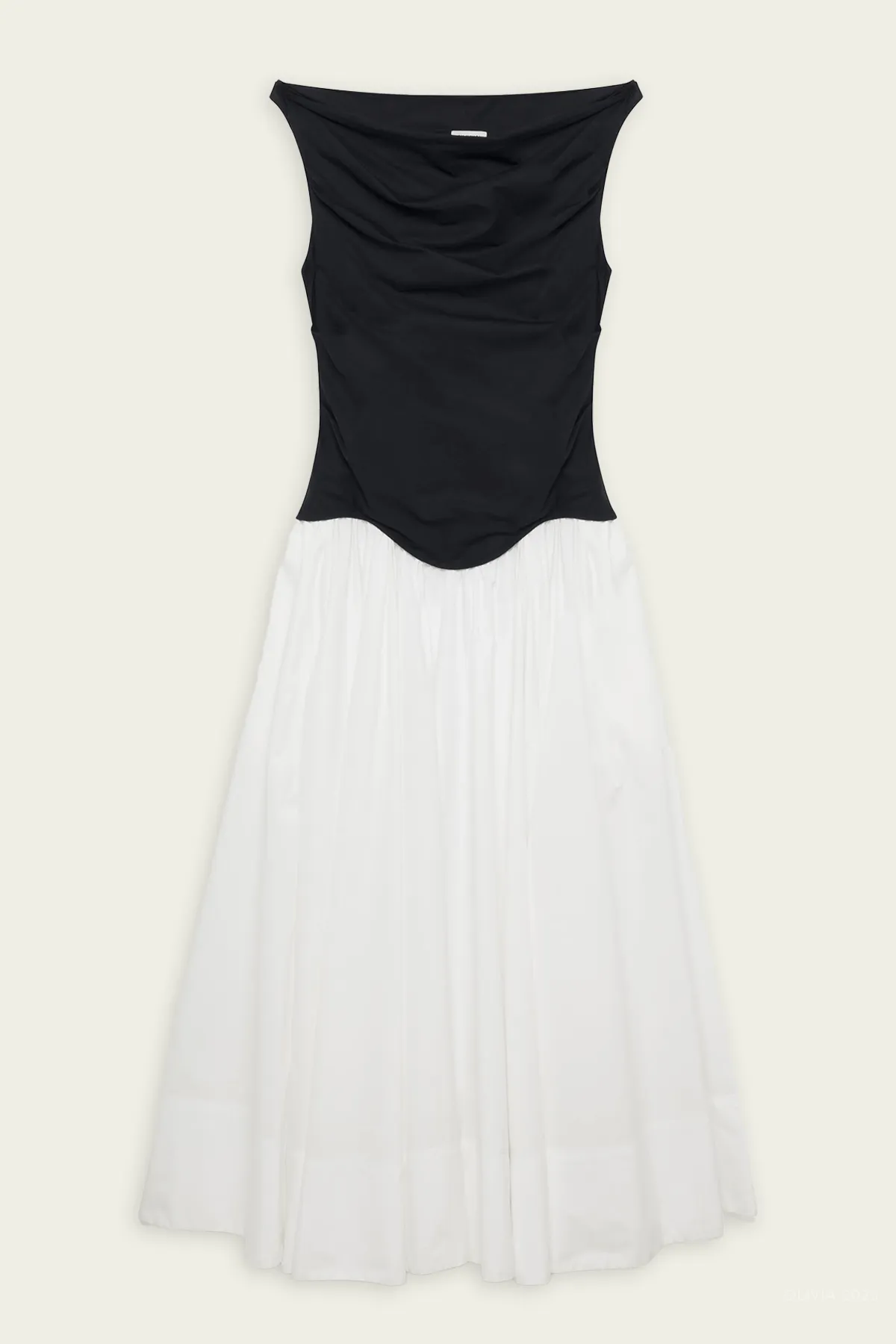 Cersei Cotton Midi Dress in White Black