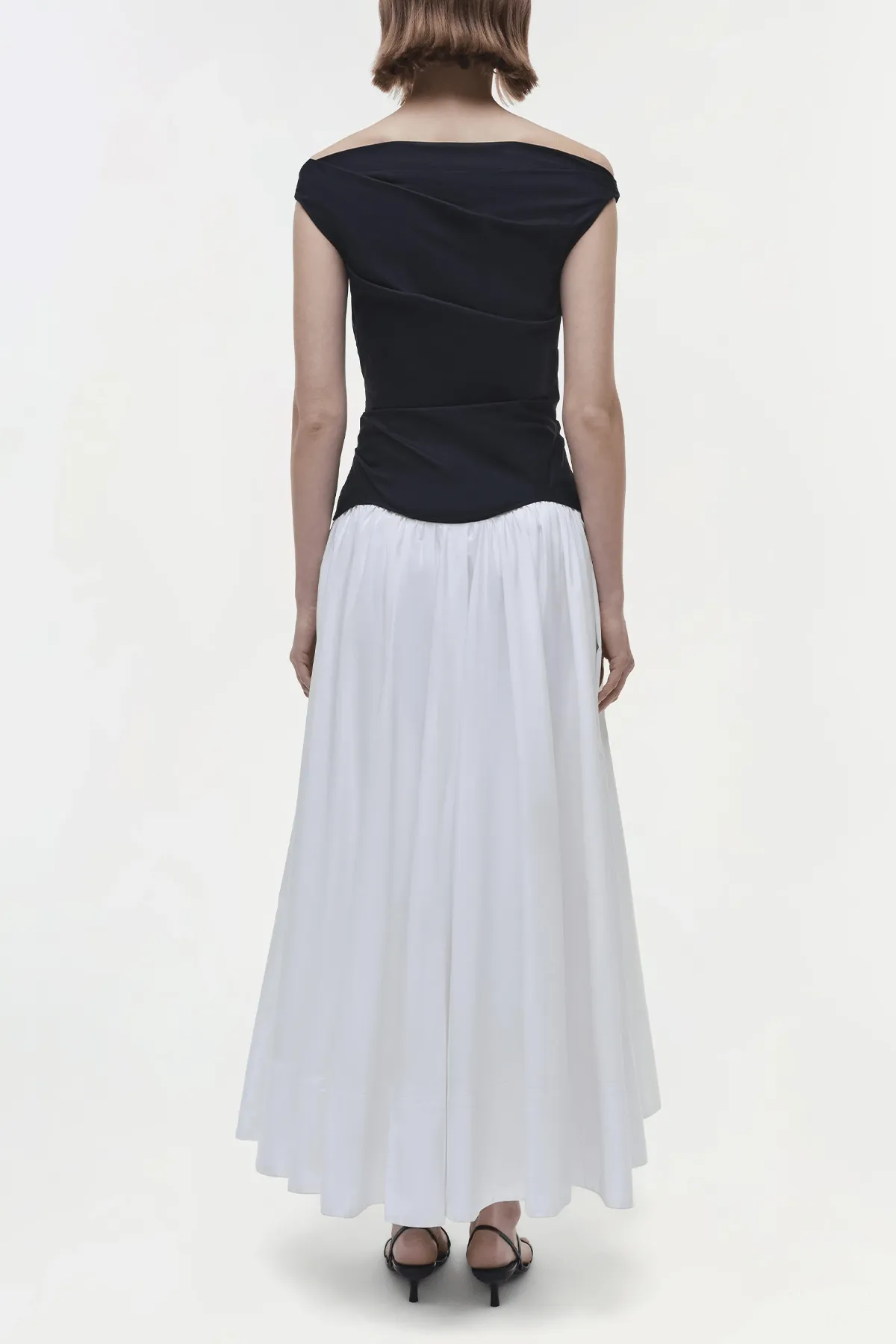 Cersei Cotton Midi Dress in White Black