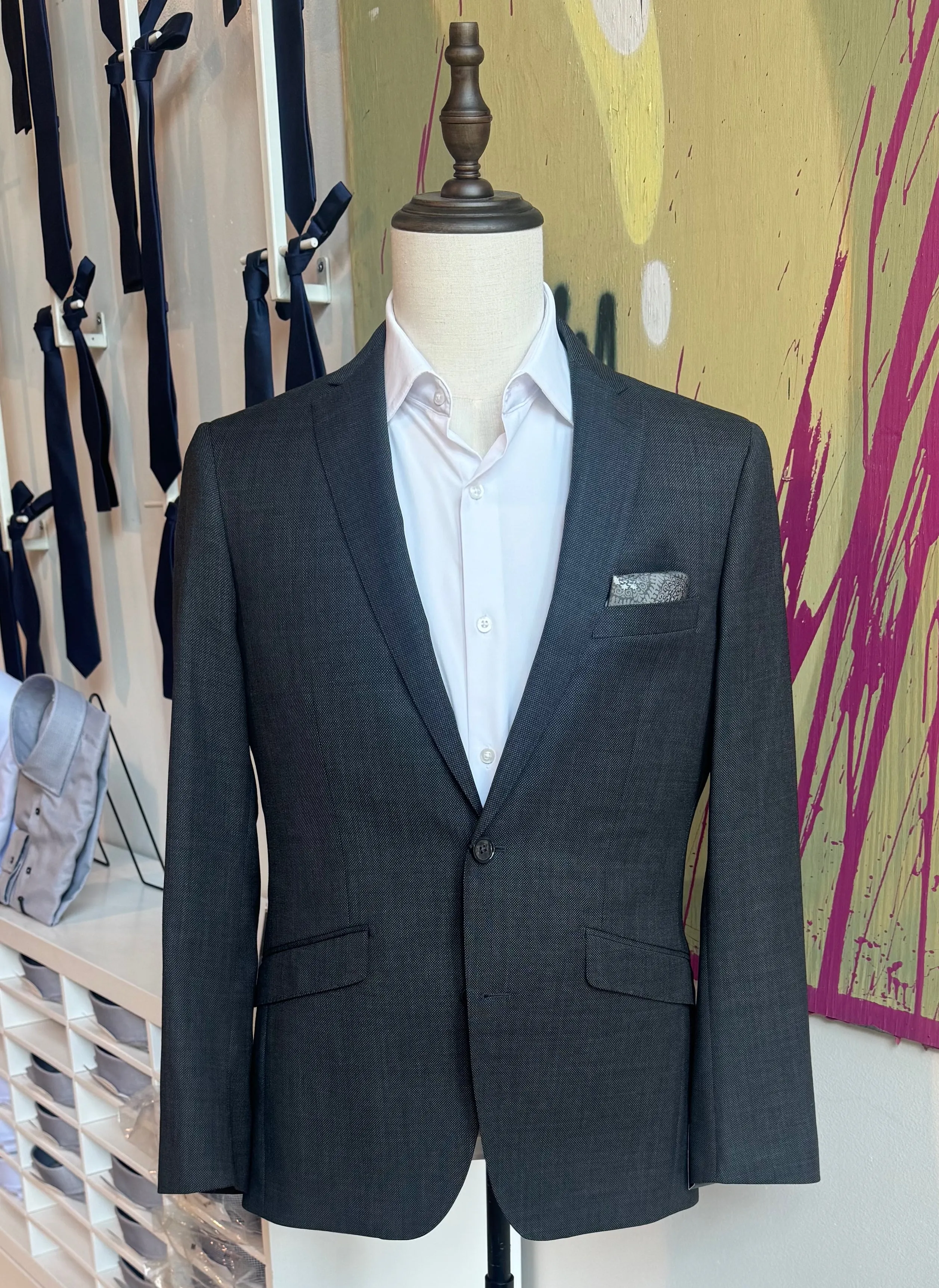 Charcoal Birdseye Suit Coat