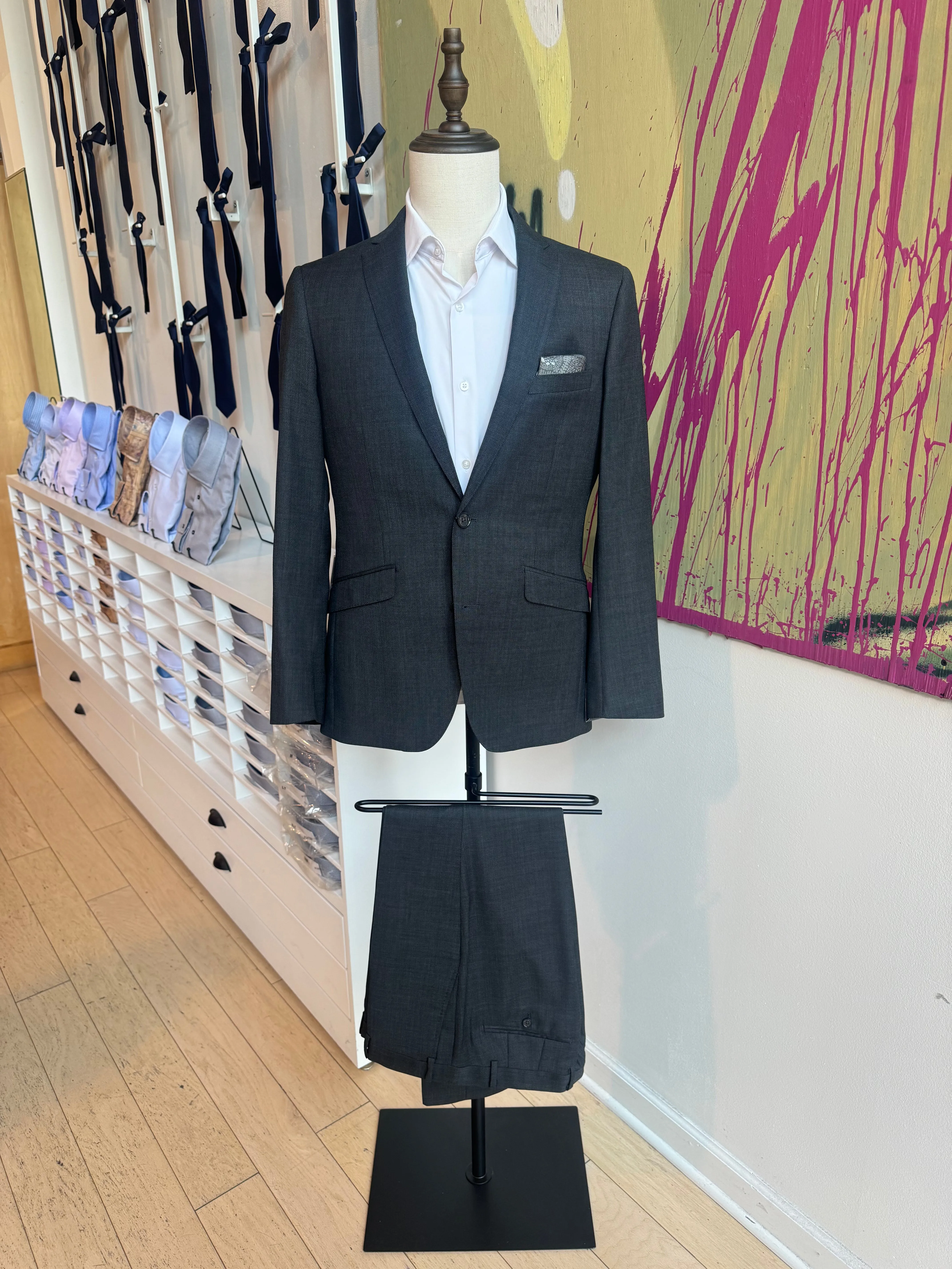 Charcoal Birdseye Suit Coat