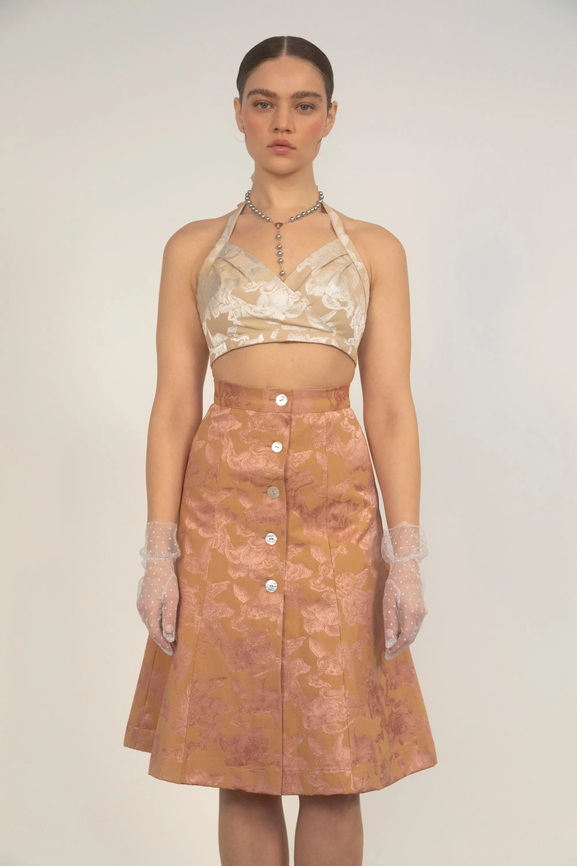 Cherub Halter Top-Tan/Creme Jacquard-Pre-Order
