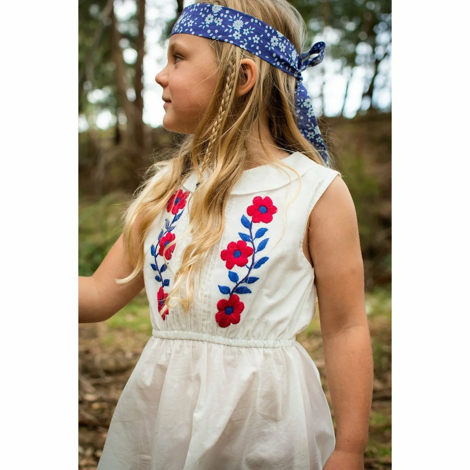 Cinnamon Dress - Eggshell with Hand Stitch