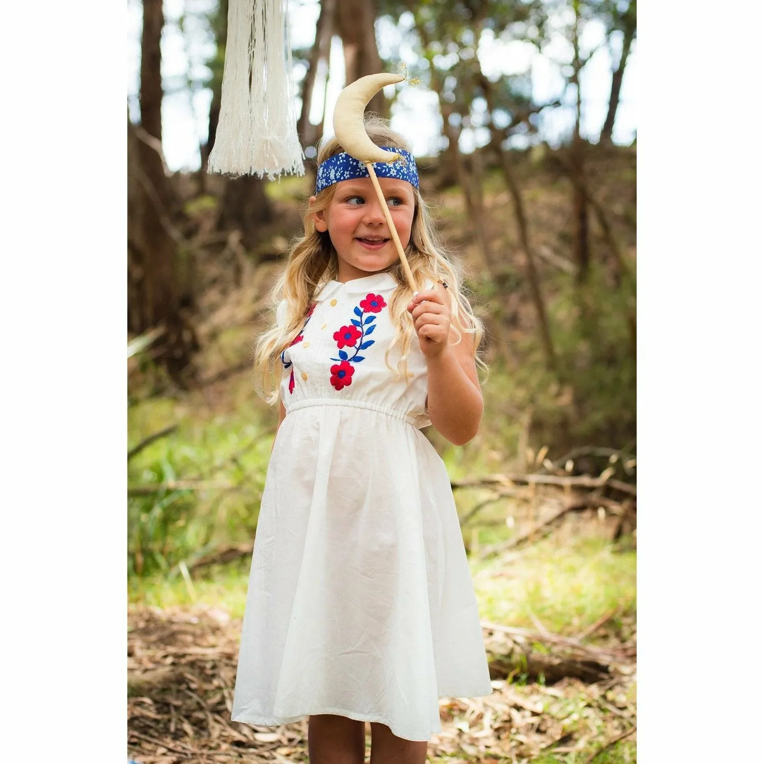 Cinnamon Dress - Eggshell with Hand Stitch