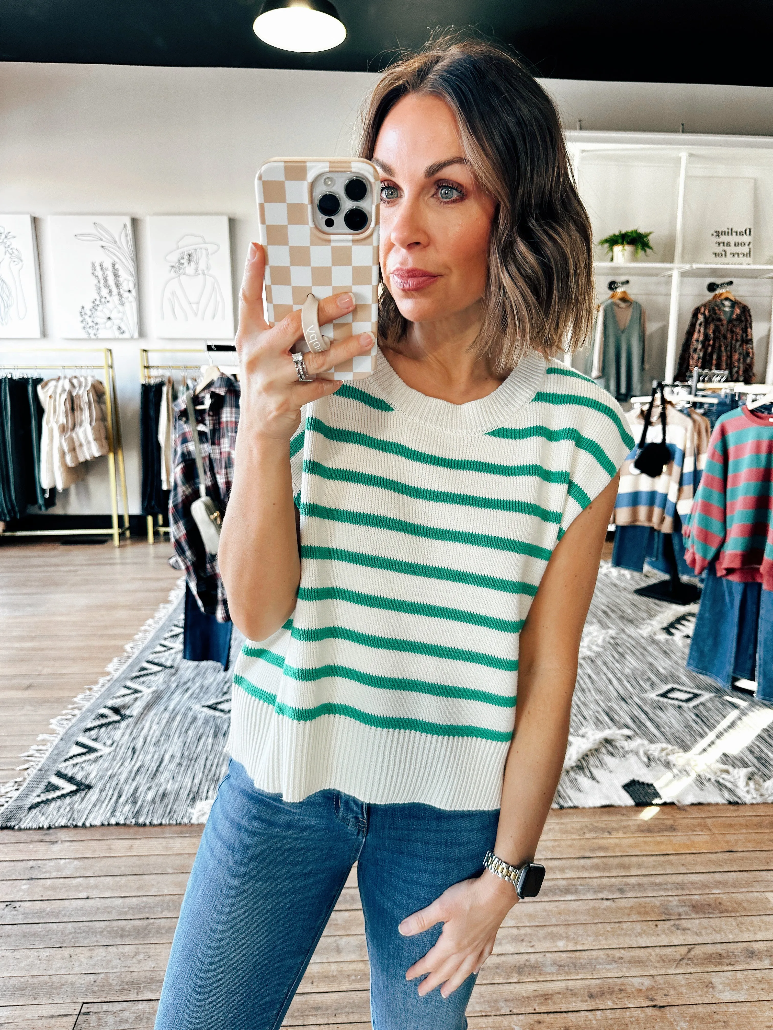 City Zen Cap Sleeve Striped Sweater - 2 Colors
