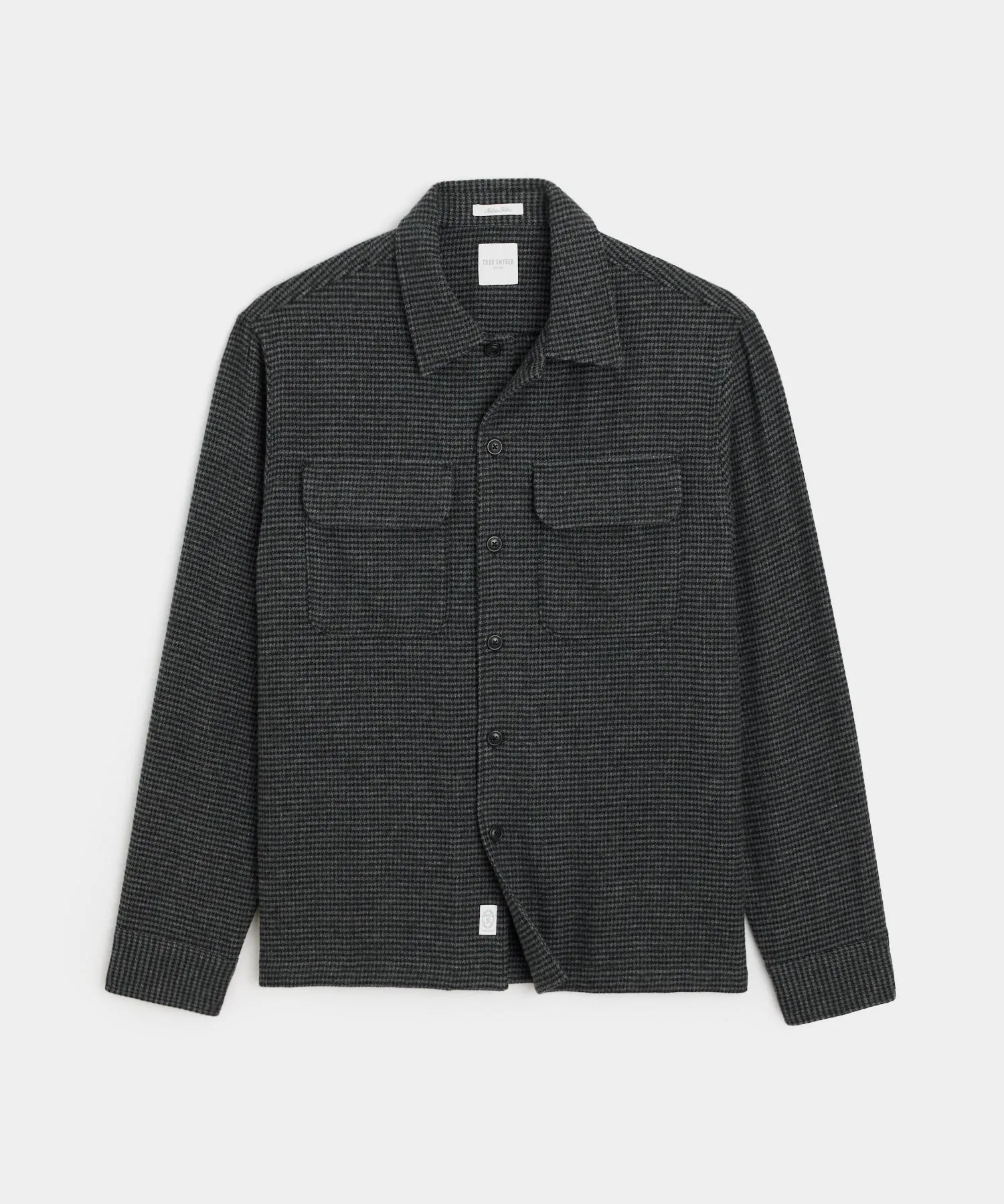 Classic Fit Italian Wool Field Overshirt in Charcoal Houndstooth