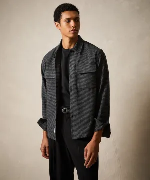Classic Fit Italian Wool Field Overshirt in Charcoal Houndstooth