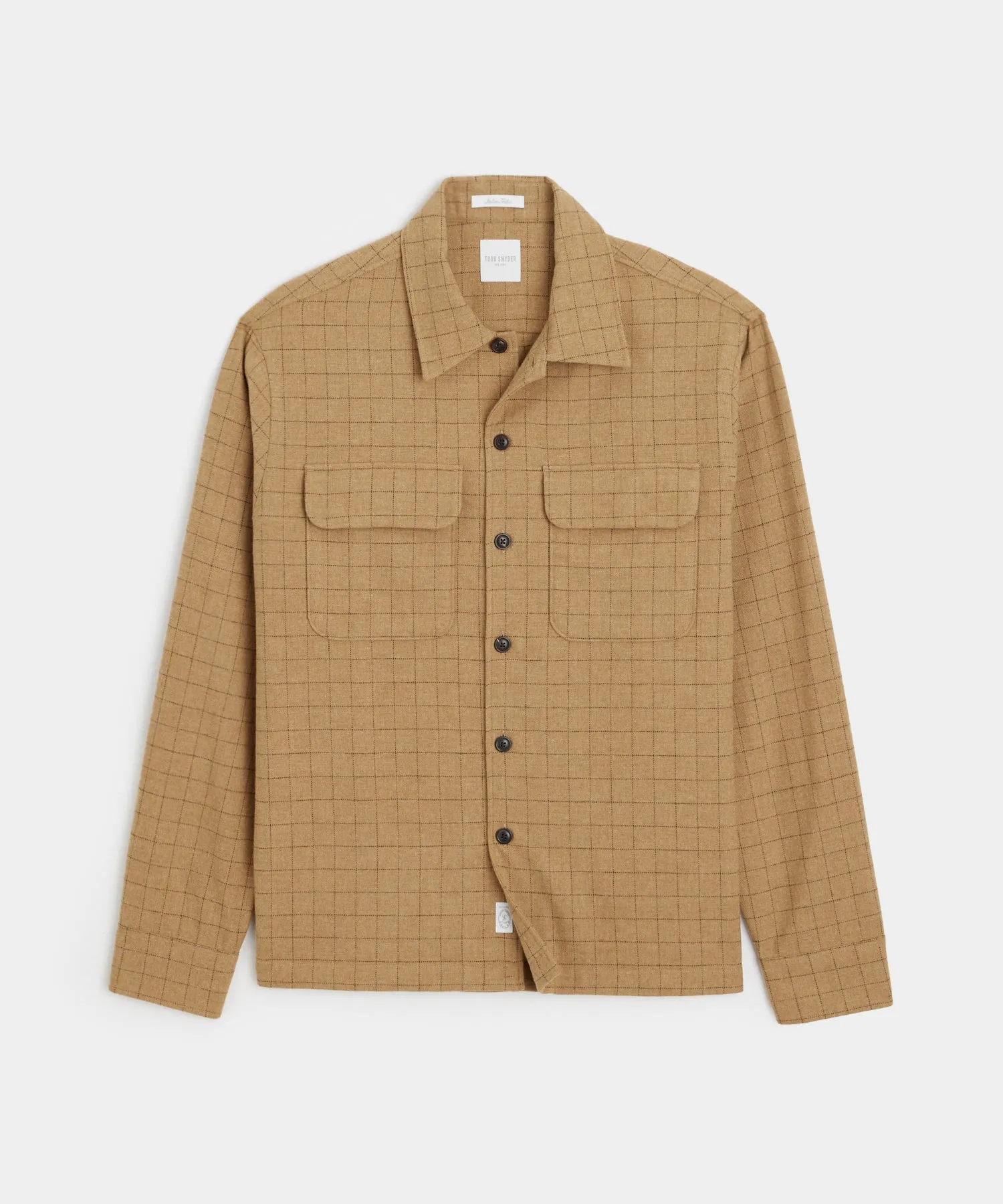 Classic Fit Italian Wool Field Overshirt in Tan Check