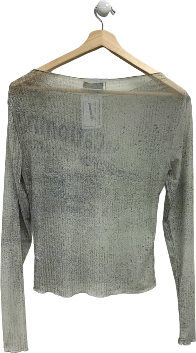 Collusion Grey Long Sleeve Mesh Top UK M