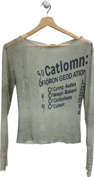 Collusion Grey Long Sleeve Mesh Top UK M