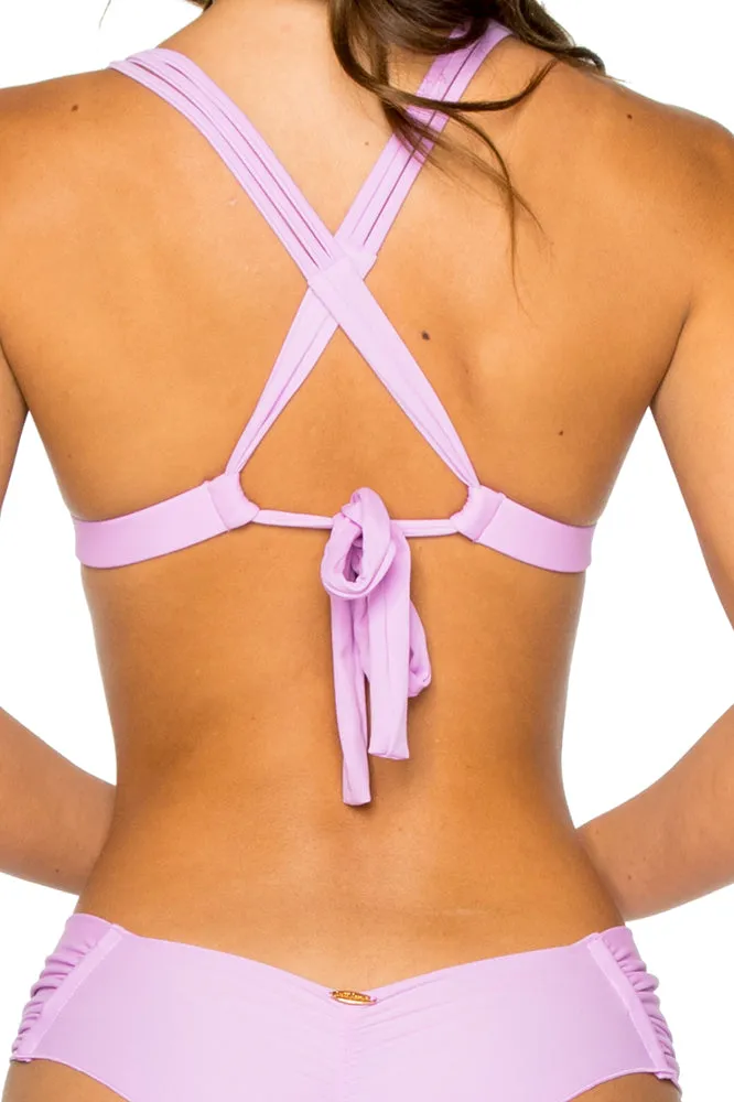 COSITA BUENA - Molded Push Up Bandeau Halter Top & Scrunch Panty Ruched Back • Lavanda