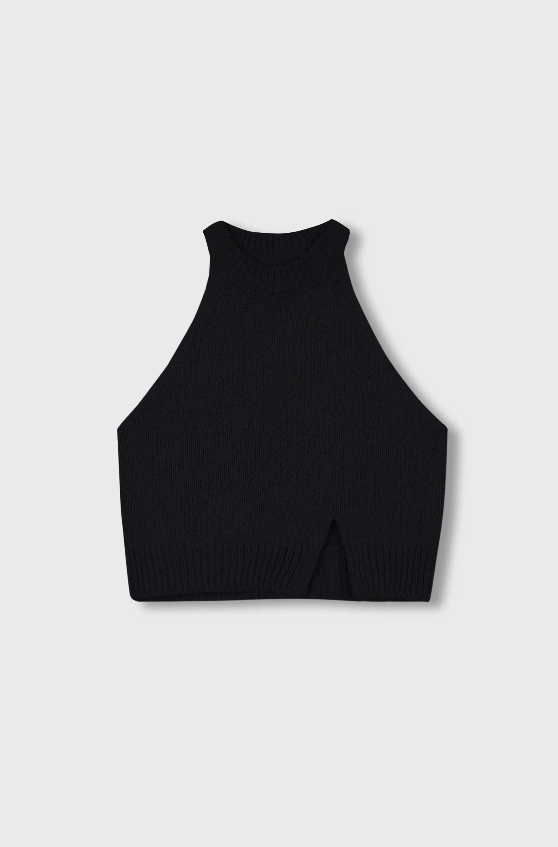 Cotton Halter Opening Top, Black