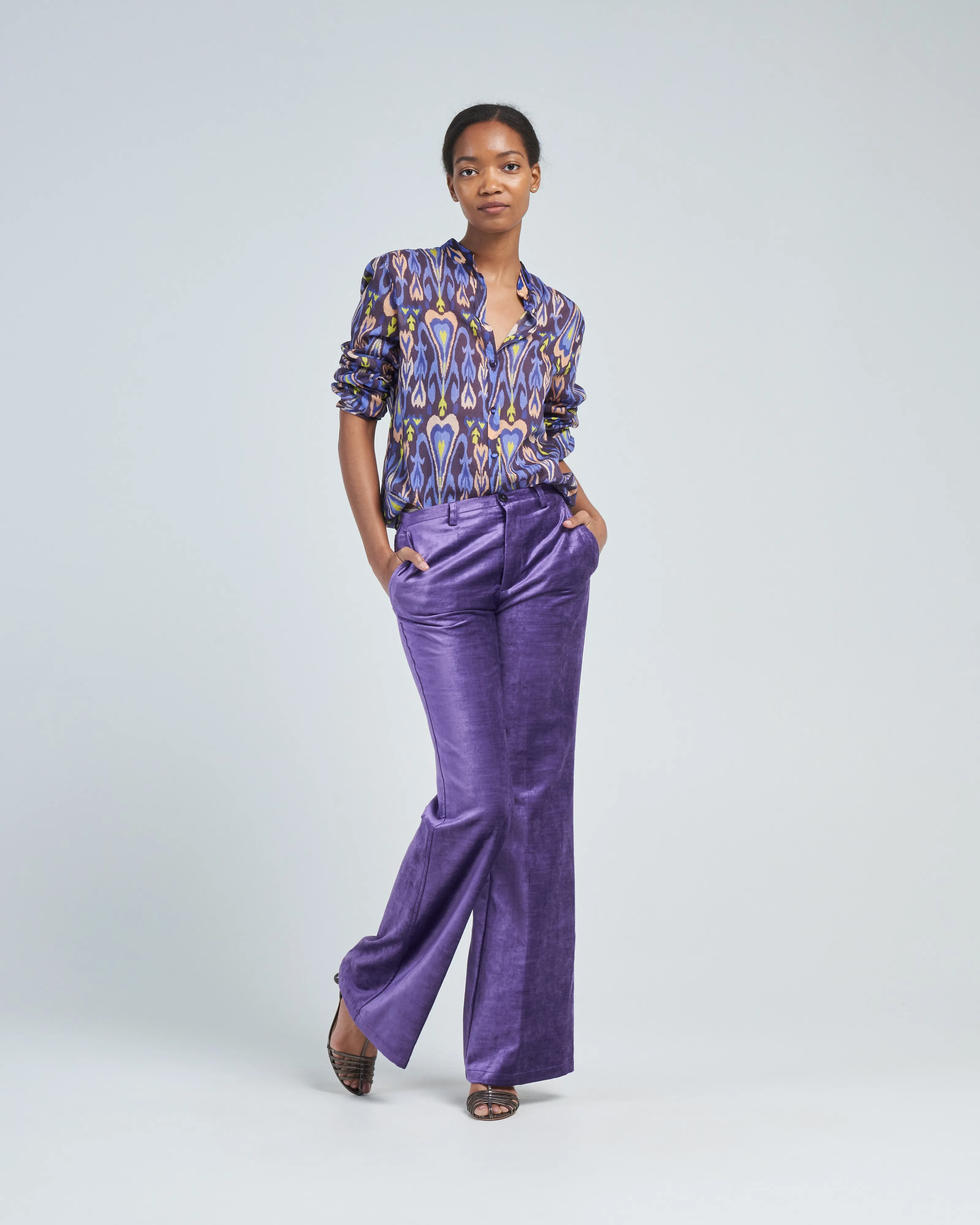 cotton velvet palazzo pants