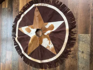 Cowhide Leather Christmas Tree Skirt - Western Star
