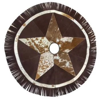 Cowhide Leather Christmas Tree Skirt - Western Star