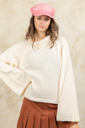 cream button collar sweater