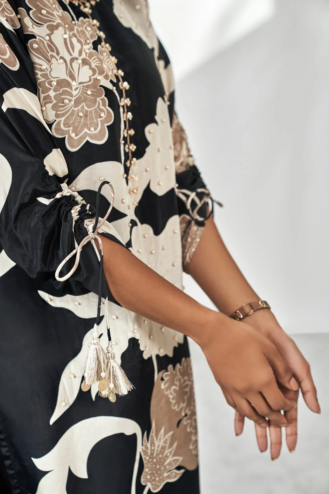 Cream Flower Print Kurta set