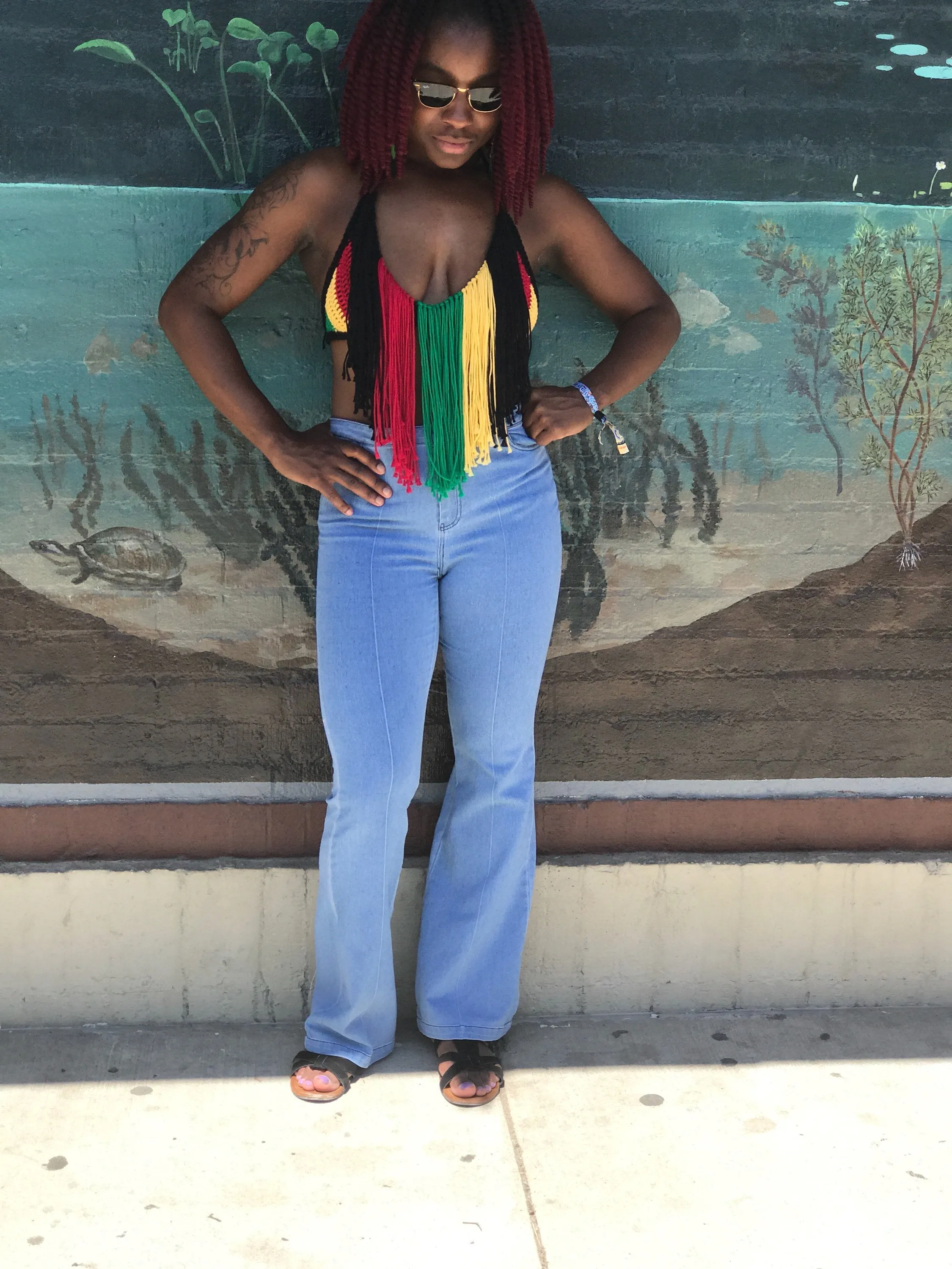 Crochet Fringe reversible  Halter Top