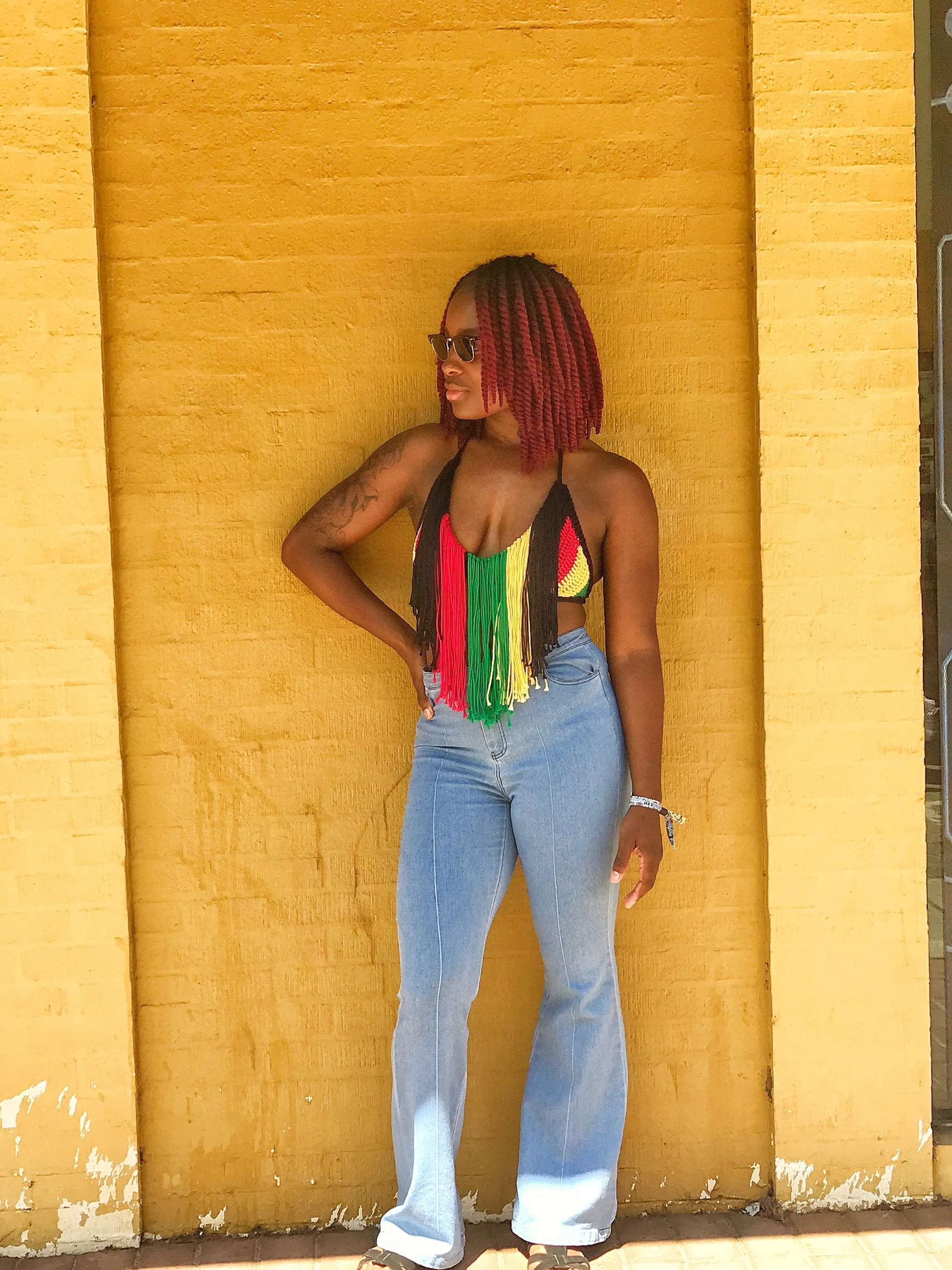 Crochet Fringe reversible  Halter Top