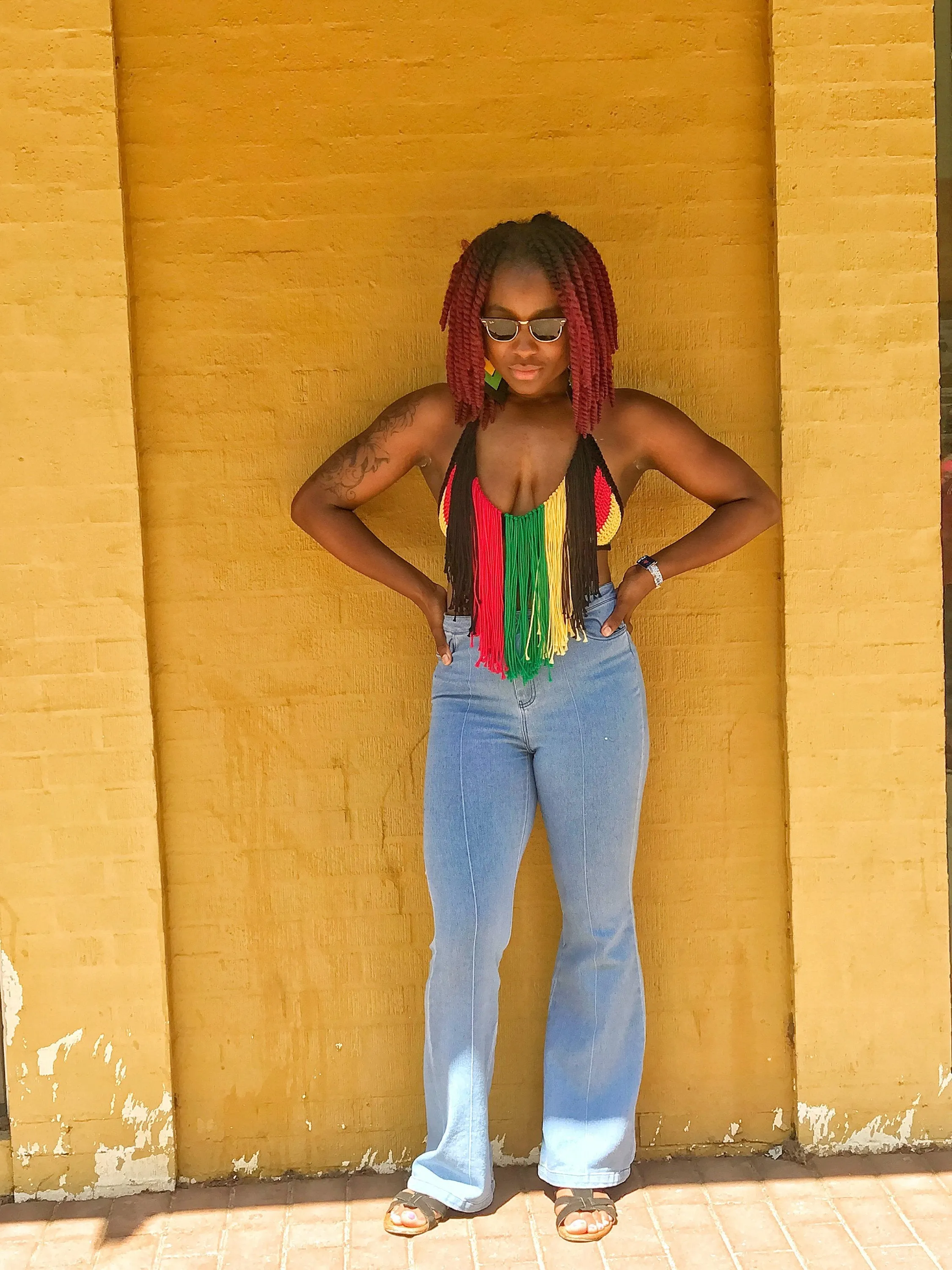 Crochet Fringe reversible  Halter Top