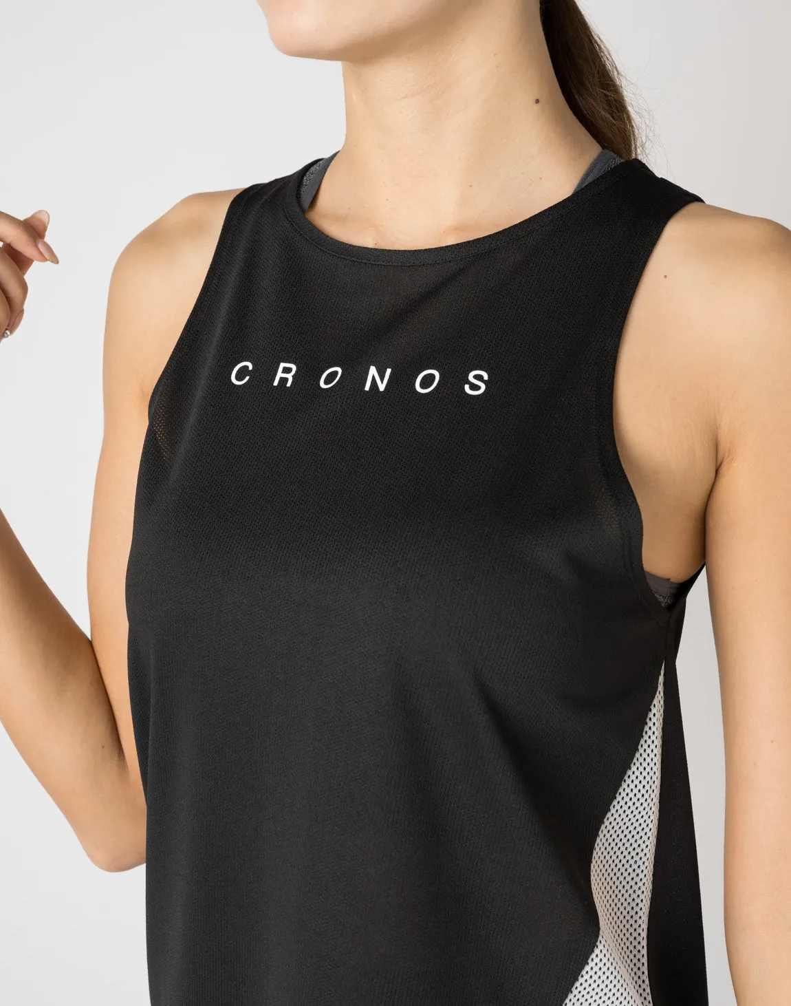 CRONOS WOMEN MESH TANKTOP【BLACK】