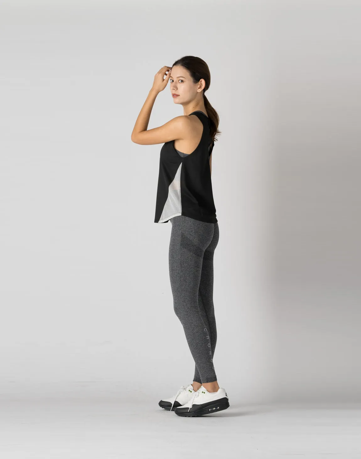 CRONOS WOMEN MESH TANKTOP【BLACK】