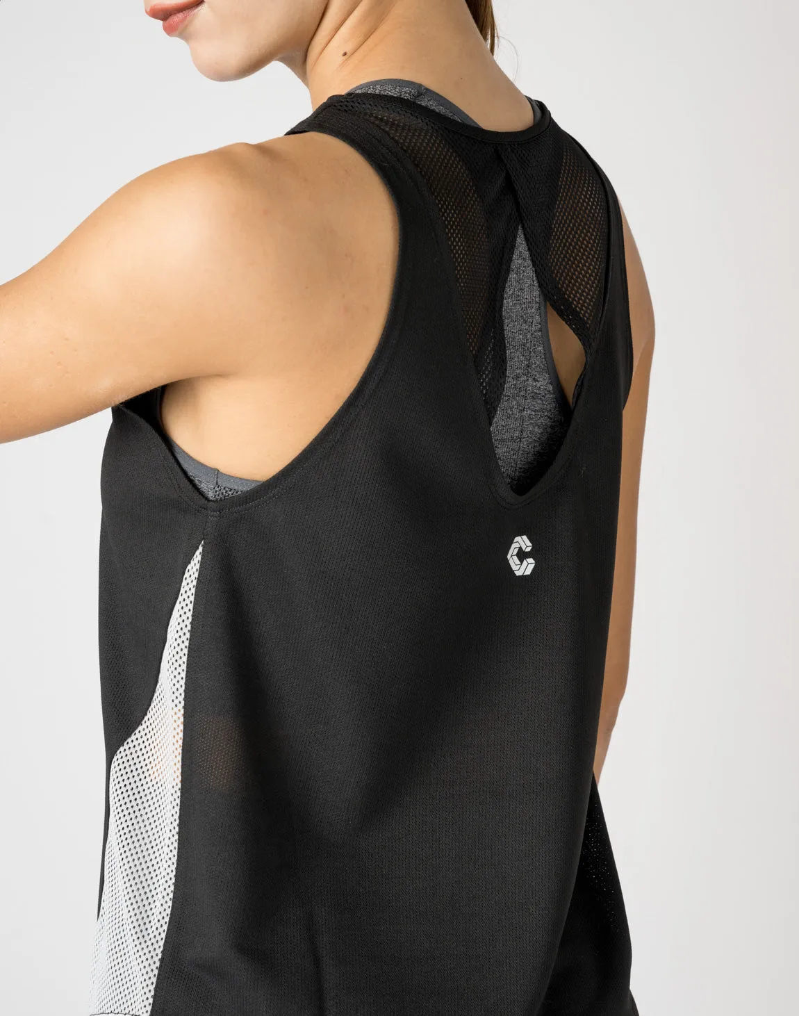 CRONOS WOMEN MESH TANKTOP【BLACK】
