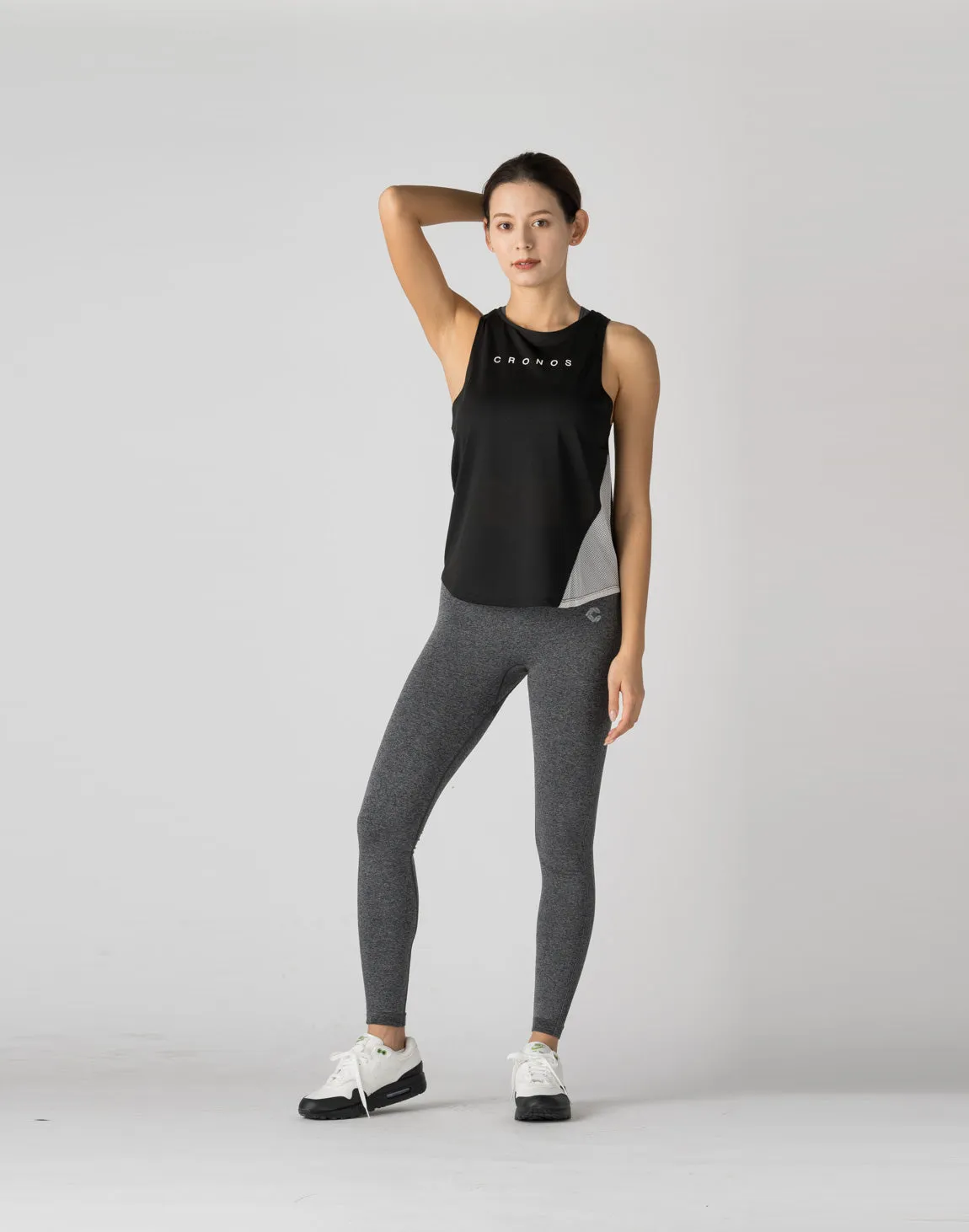CRONOS WOMEN MESH TANKTOP【BLACK】
