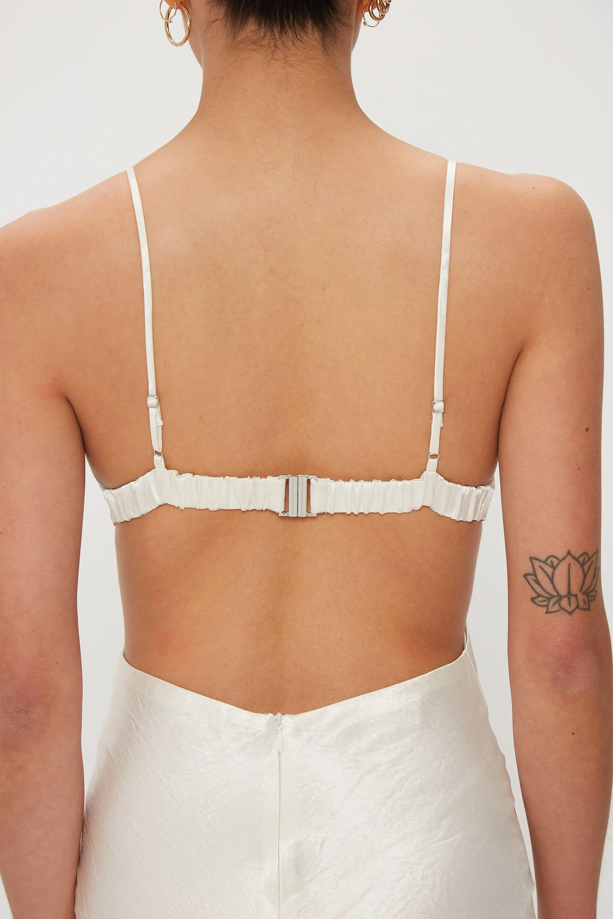 CRUSH BIAS TRI MIDI DRESS | CREAM