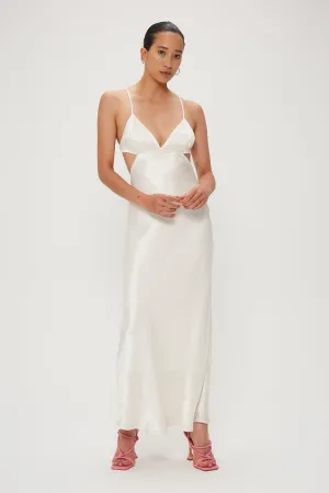 CRUSH BIAS TRI MIDI DRESS | CREAM