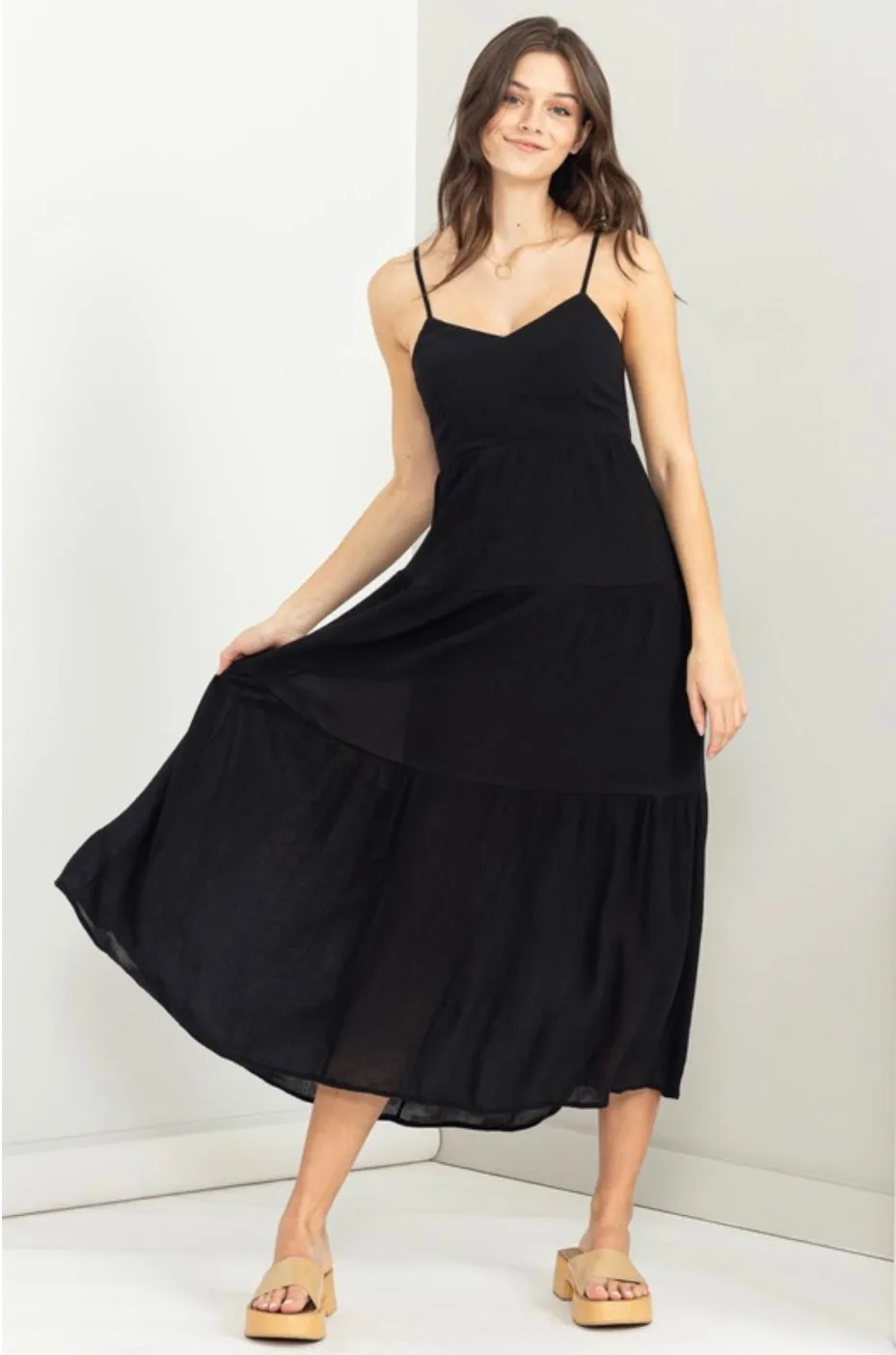 D132 TIE BACK MIDI DRESS