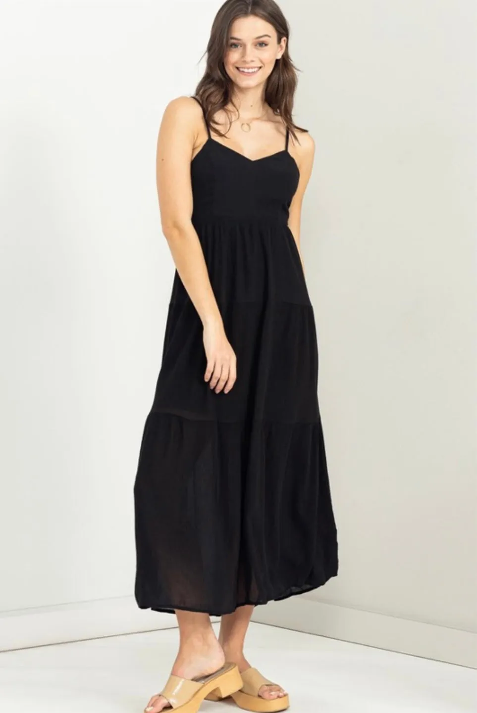 D132 TIE BACK MIDI DRESS