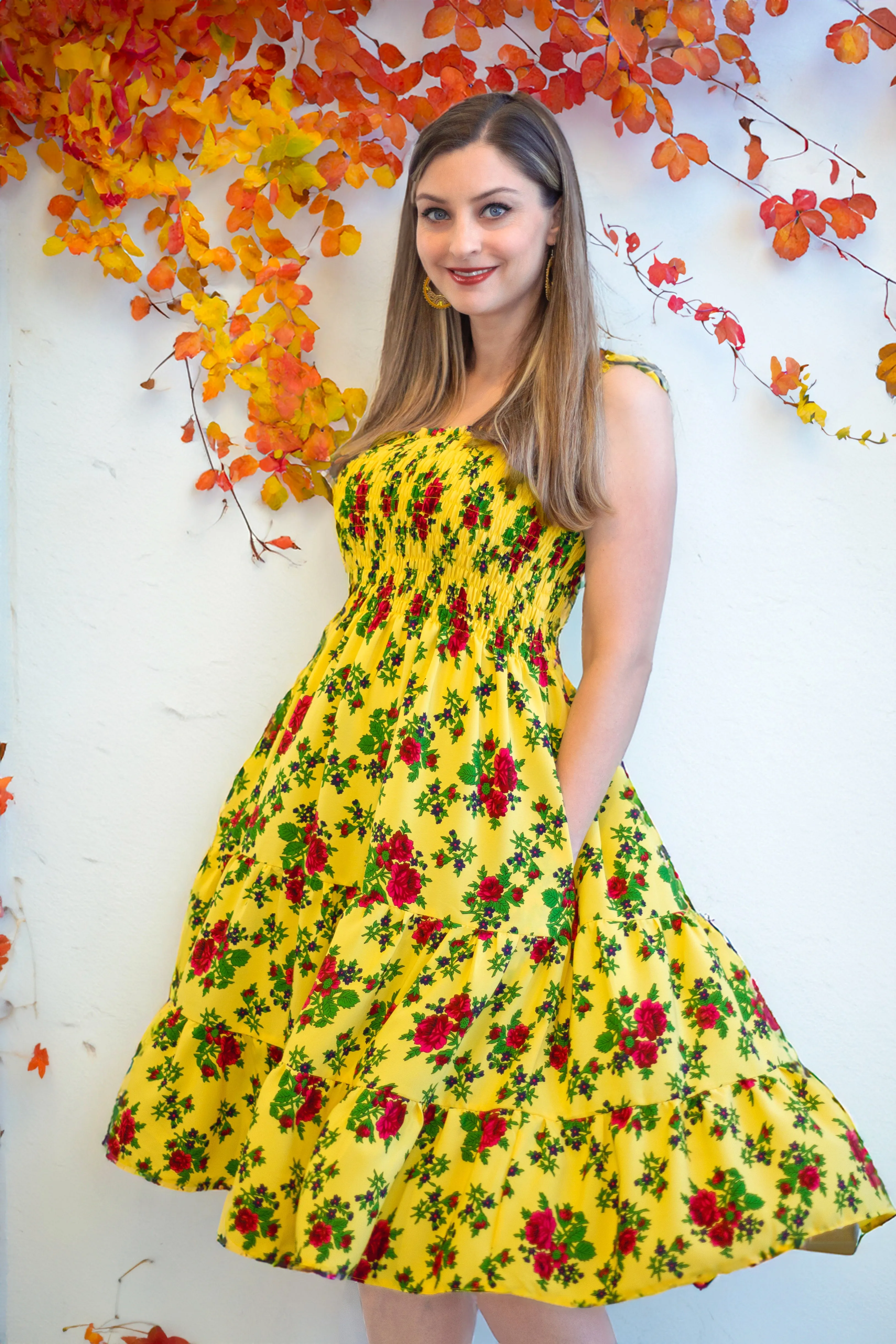 Daniela Yellow Rose Dress