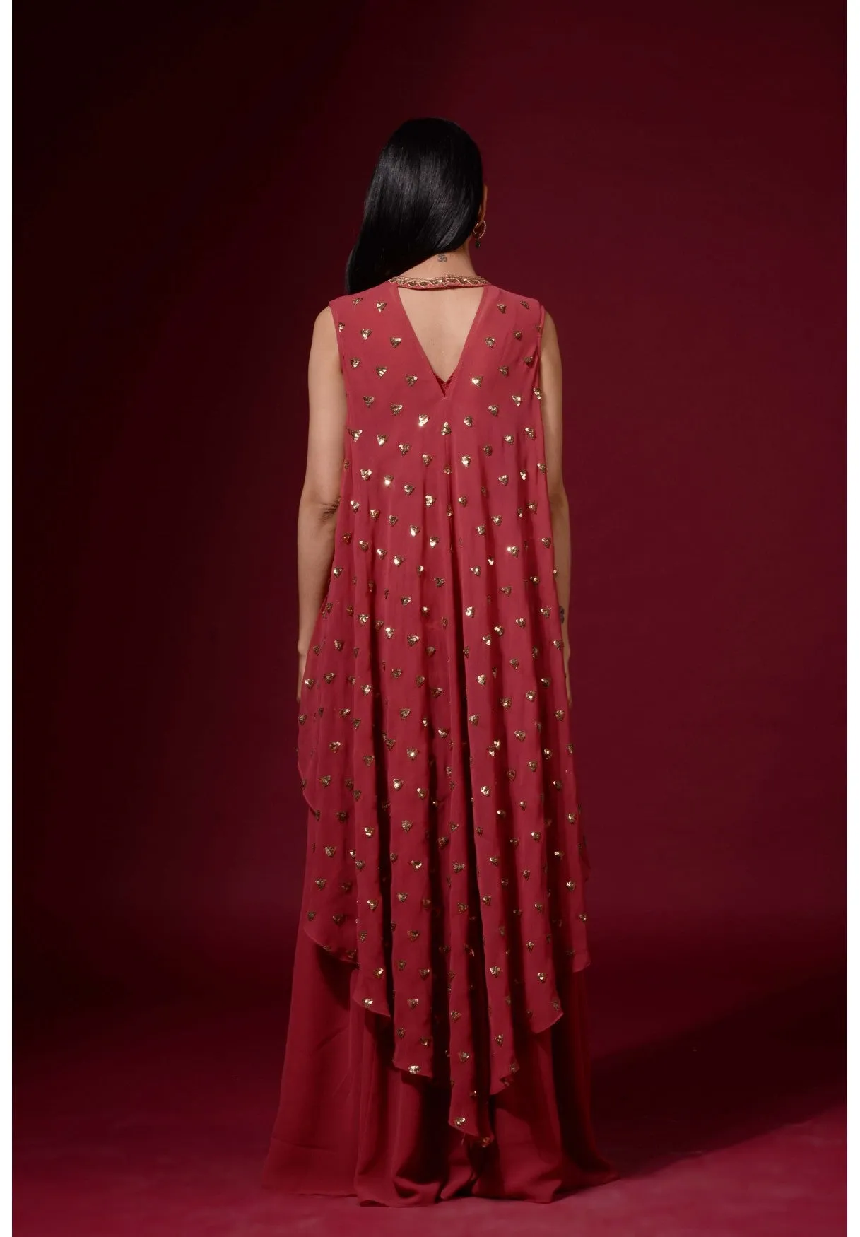 Deep Rust Cape Palazzo Set
