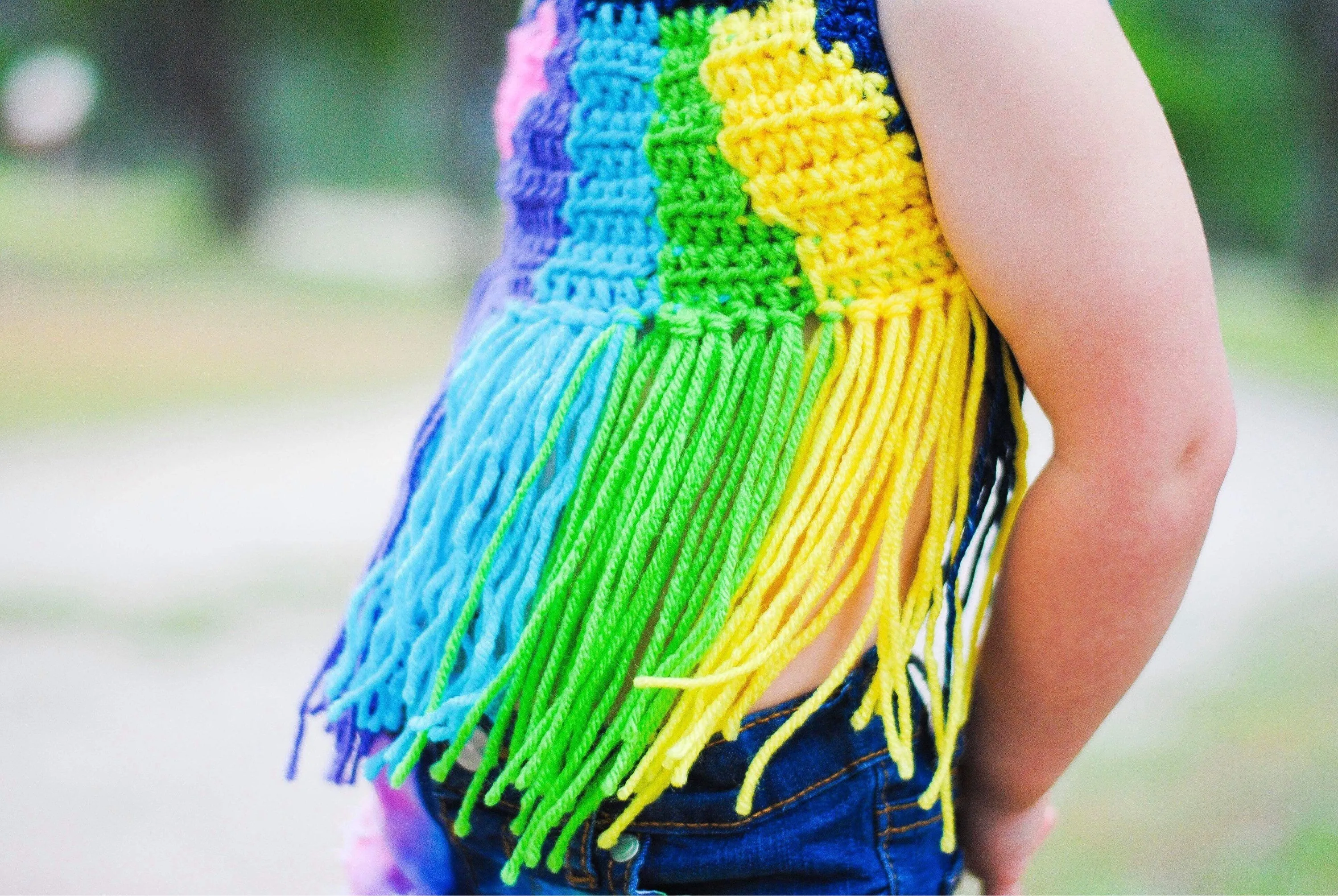 Denim and Neon Crop Top