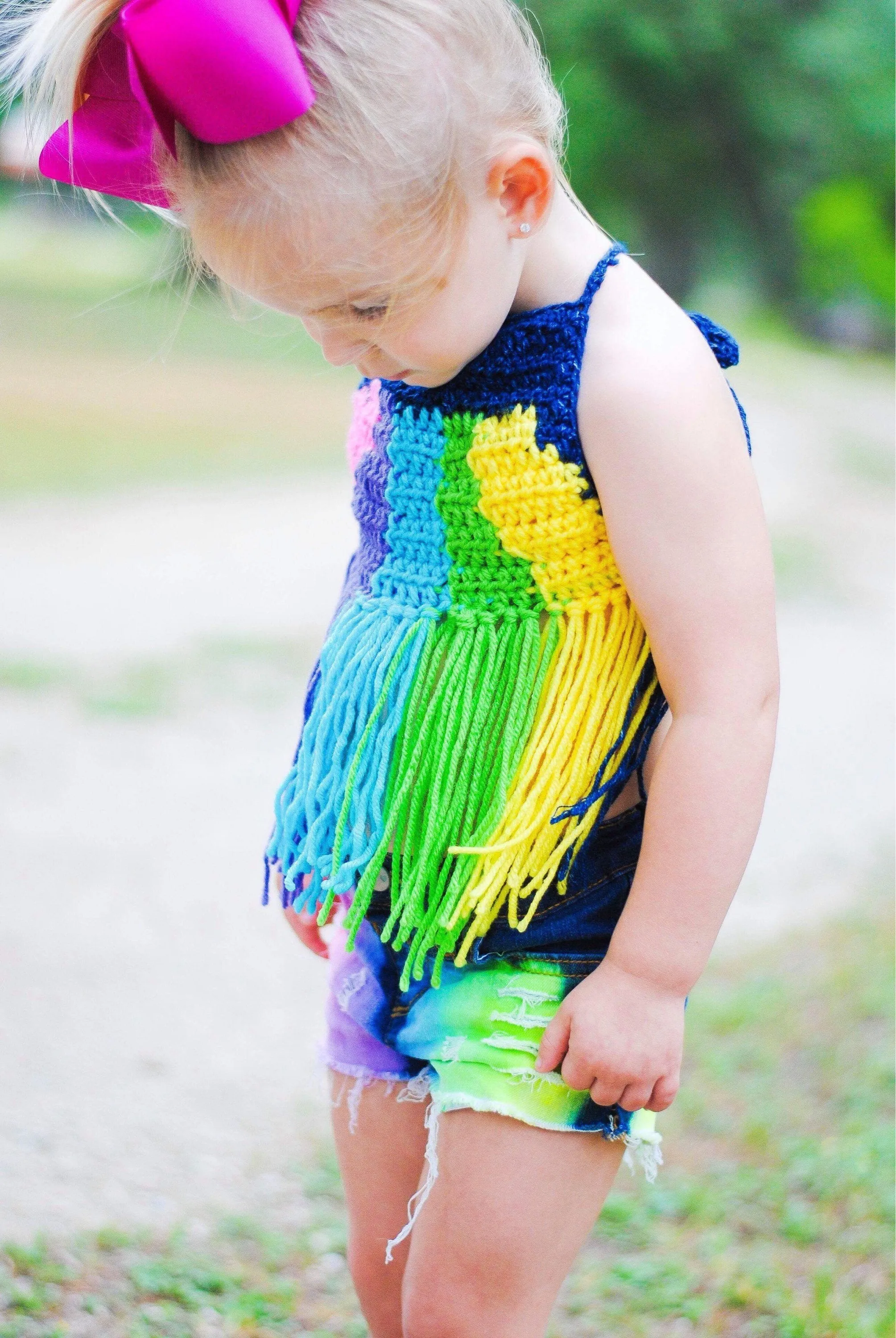 Denim and Neon Crop Top