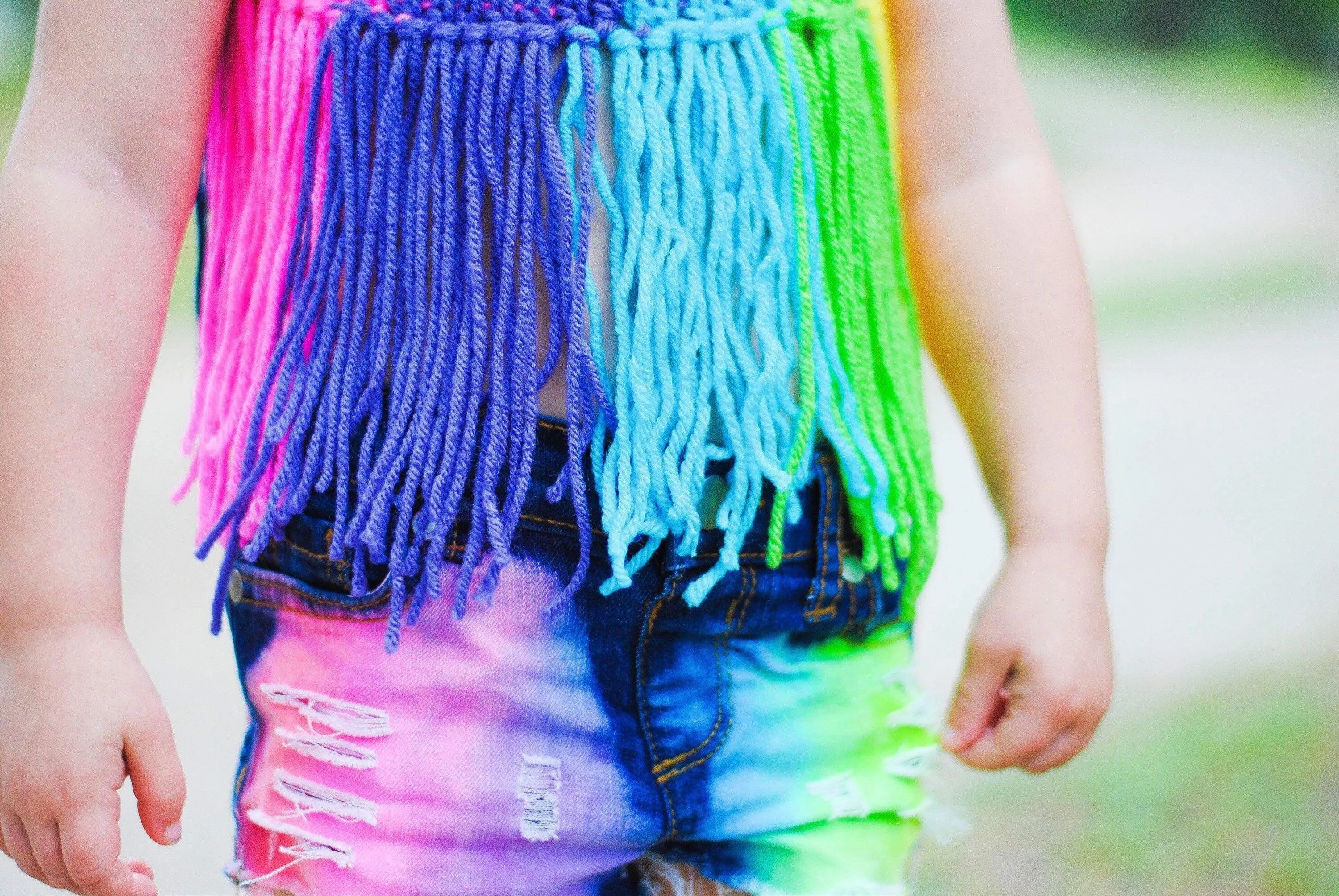 Denim and Neon Crop Top