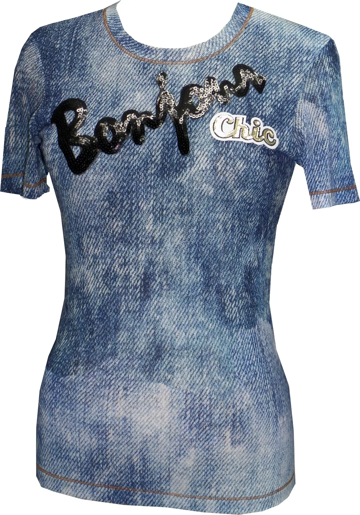 Denim Mesh Boyfriend Top