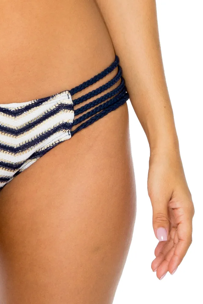 EL MALECON - Molded Push Up Bandeau Halter Top & Braided Side Full Bottom • Marino