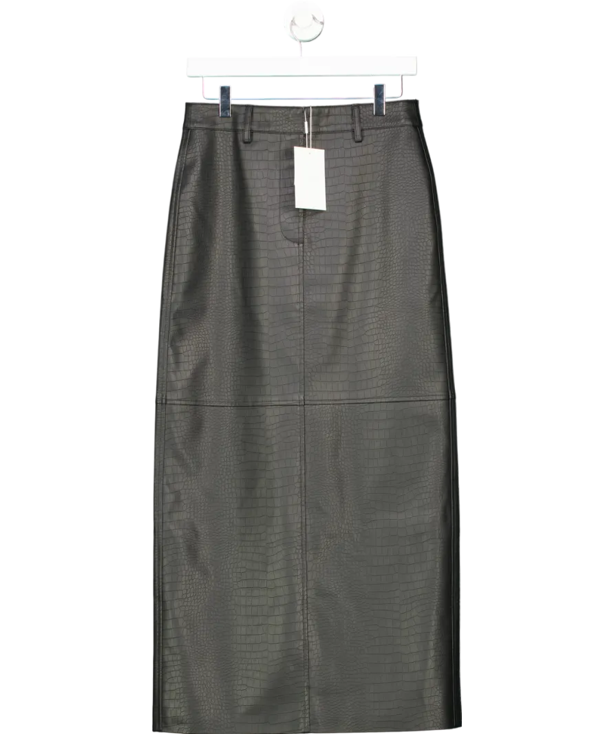 Elka Collective Black Akari Croc Midi Skirt UK 8