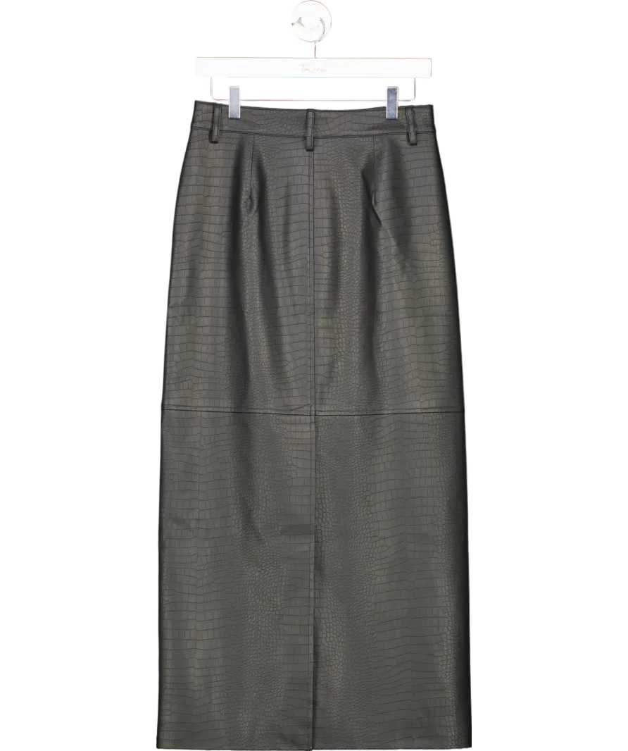 Elka Collective Black Akari Croc Midi Skirt UK 8