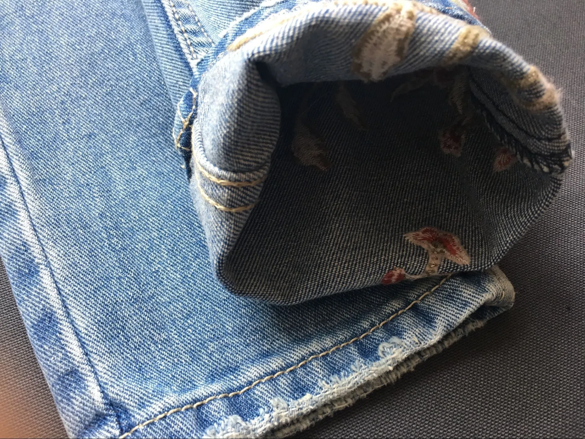 Embroidered High-rise Slim Denim Cropped Pants