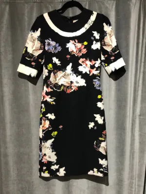 Erdem Long Short Sleeve Round Neck Straight Midi Dress