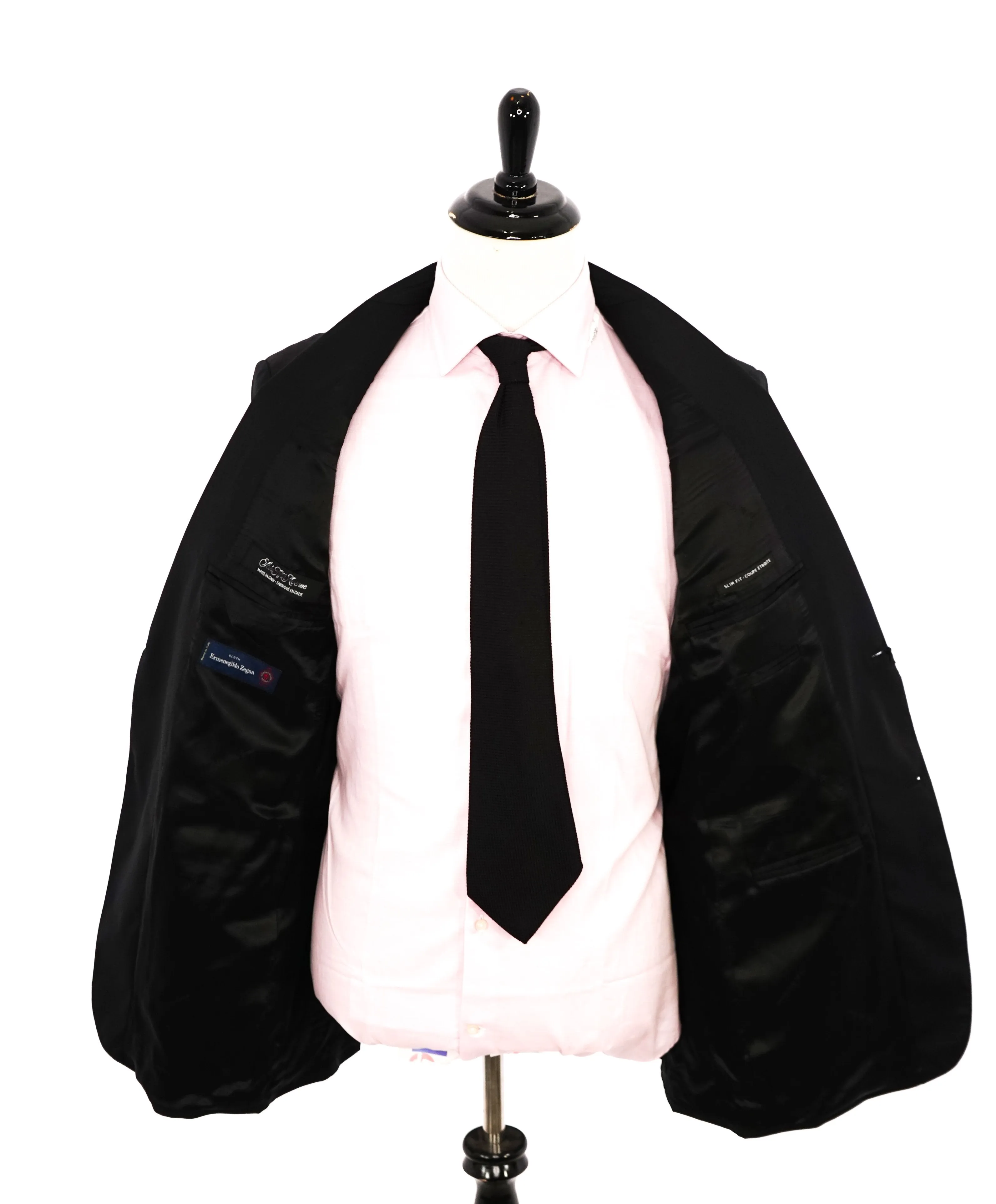 ERMENEGILDO ZEGNA - By SAKS FIFTH AVENUE SILK BLEND "SLIM" Black Suit - 36R