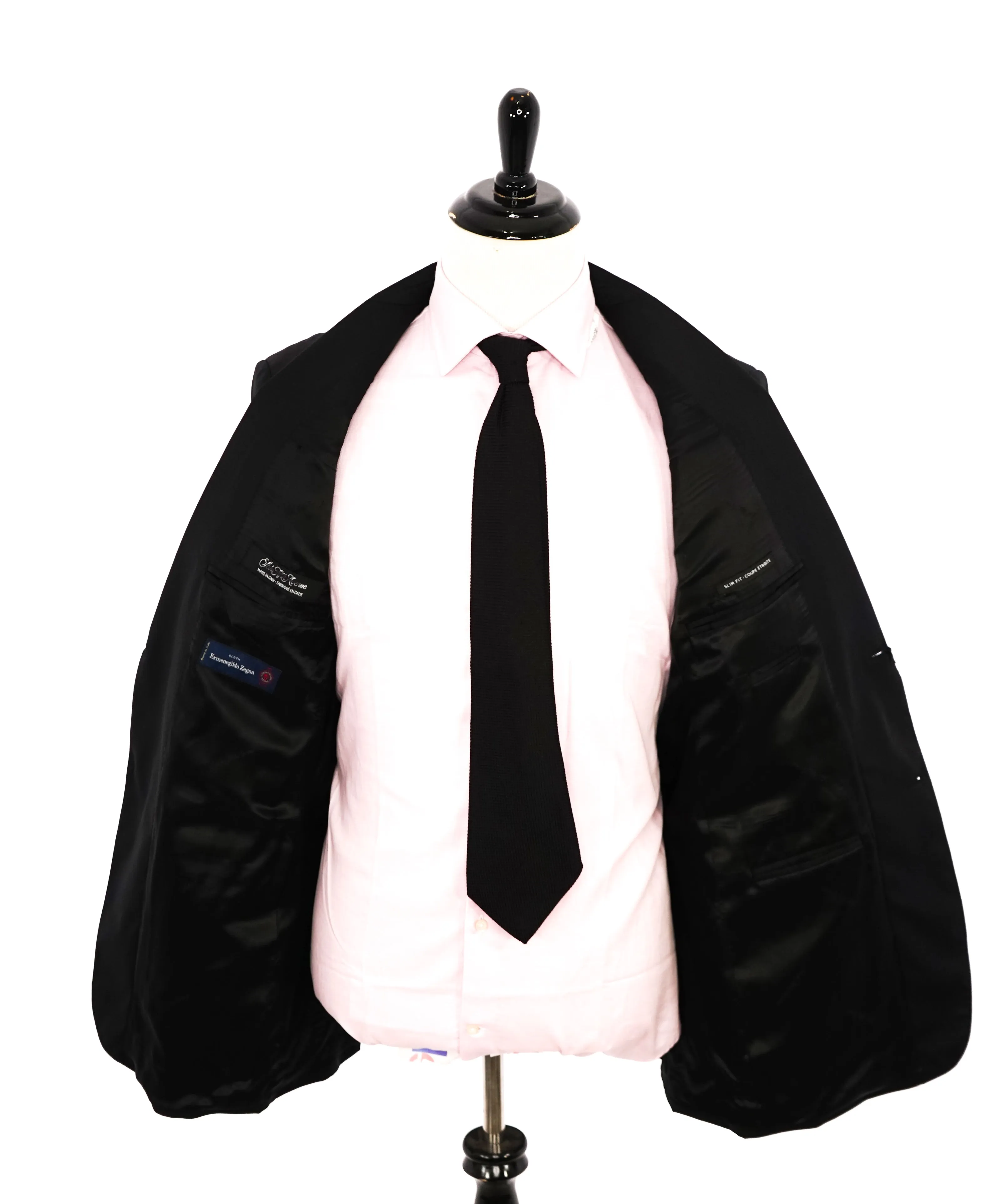 ERMENEGILDO ZEGNA - By SAKS FIFTH AVENUE SILK BLEND "SLIM" Black Suit - 42L