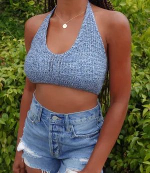 Felix Knitted Halter Top(Navy/Blue)