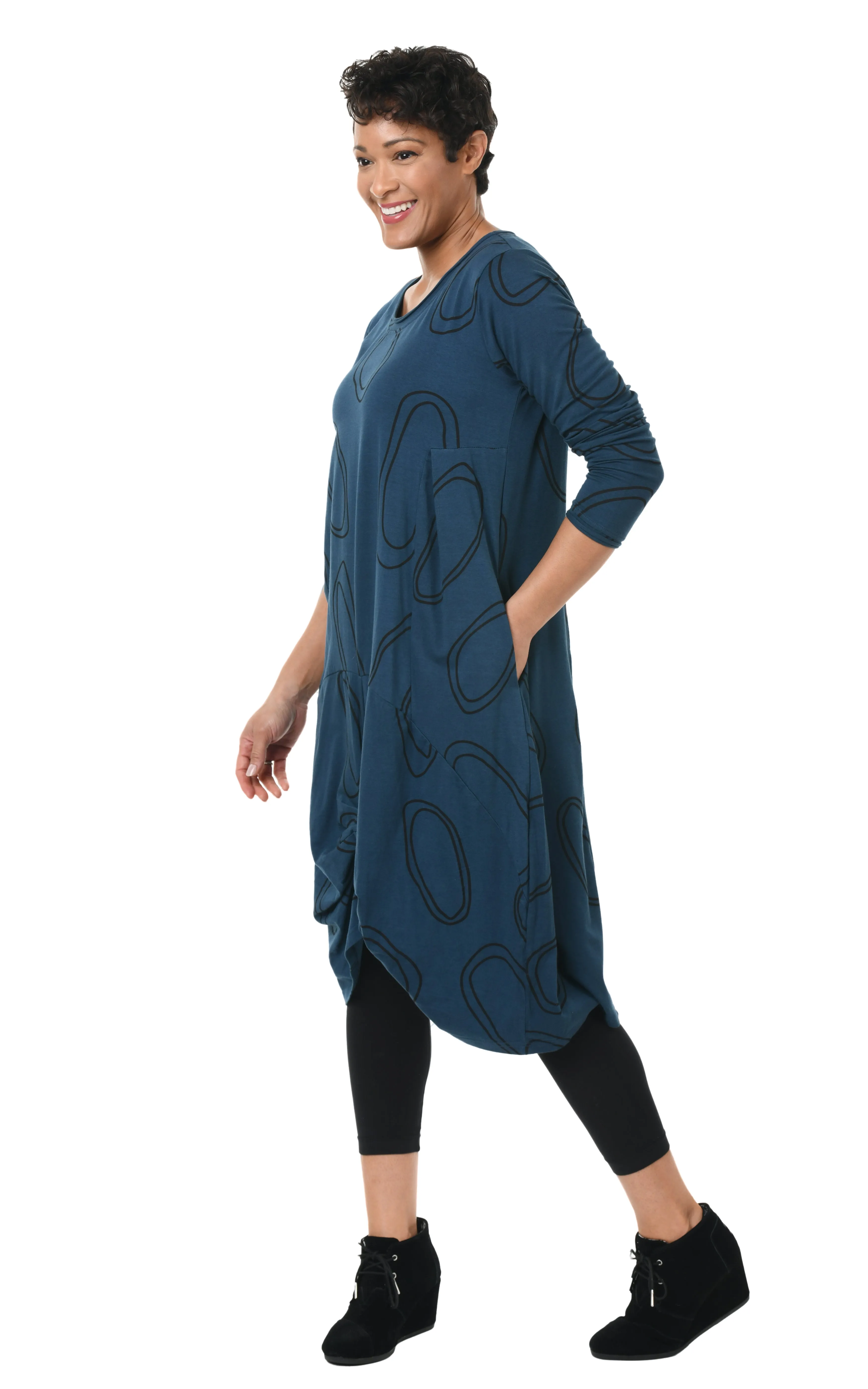 FINAL SALE SDM634 L/S Karma Dress in Legion Blue Bubbles*