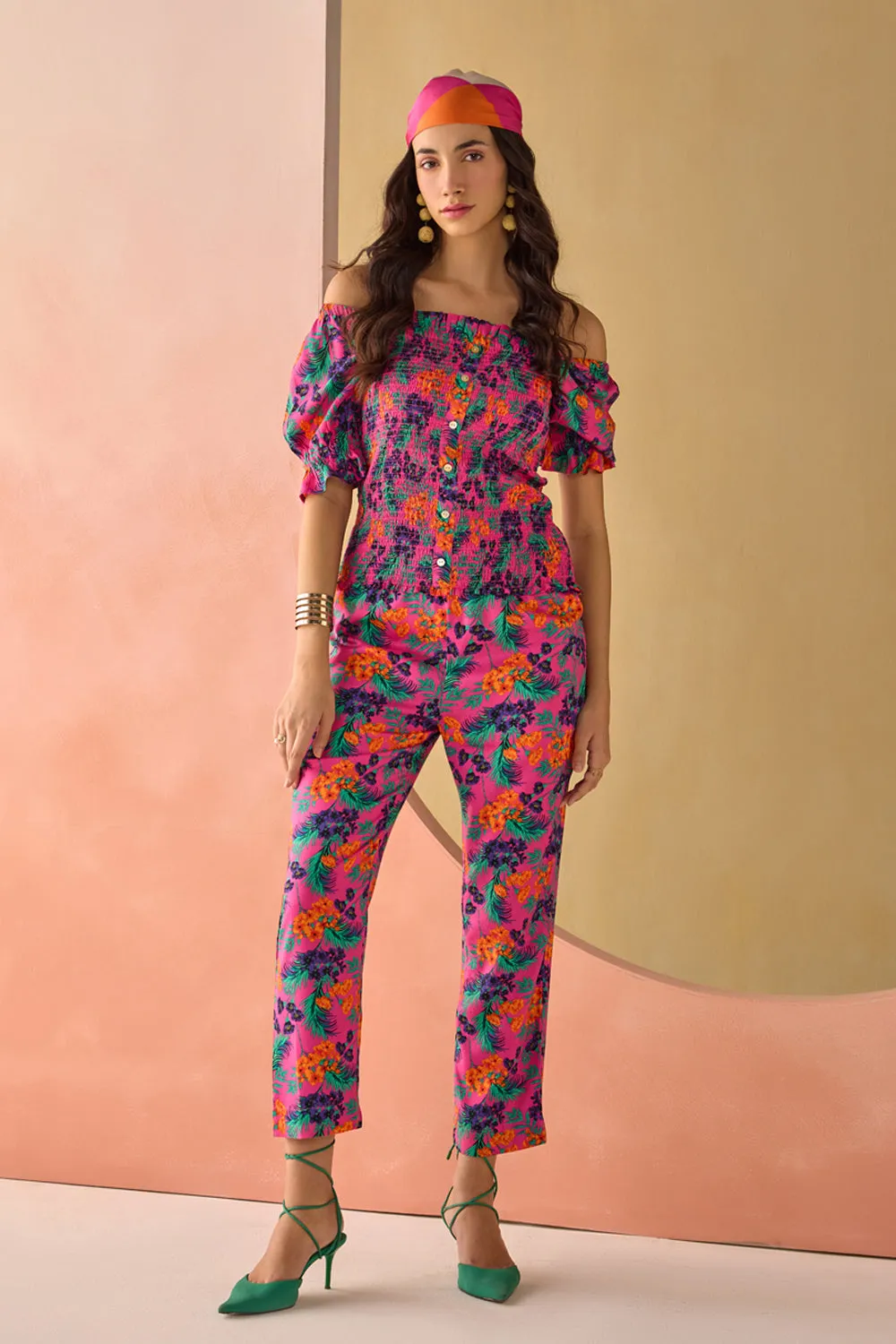 Floral Finesse Smocked Co-ord Set